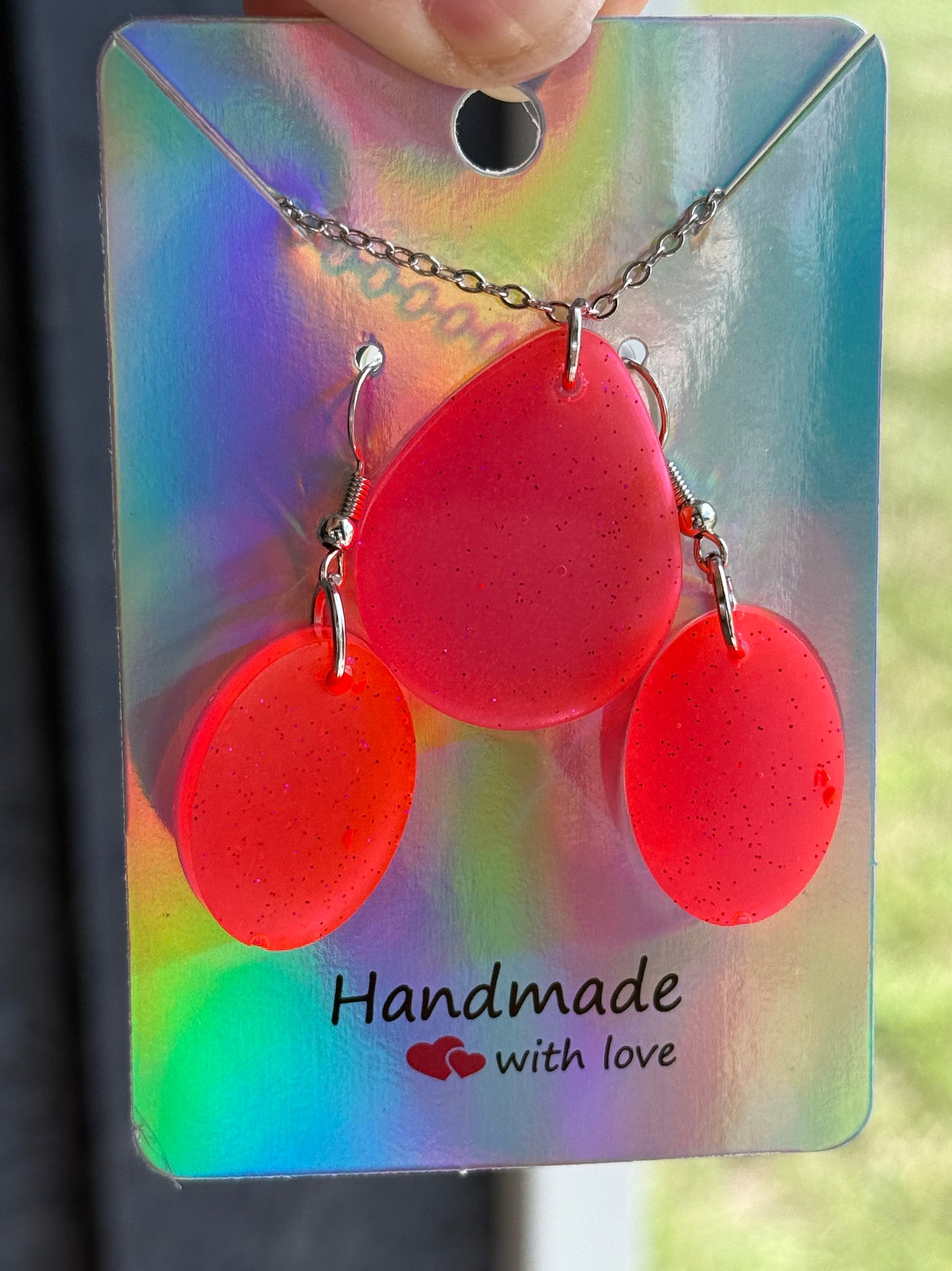Resin Necklace and Earrings Set