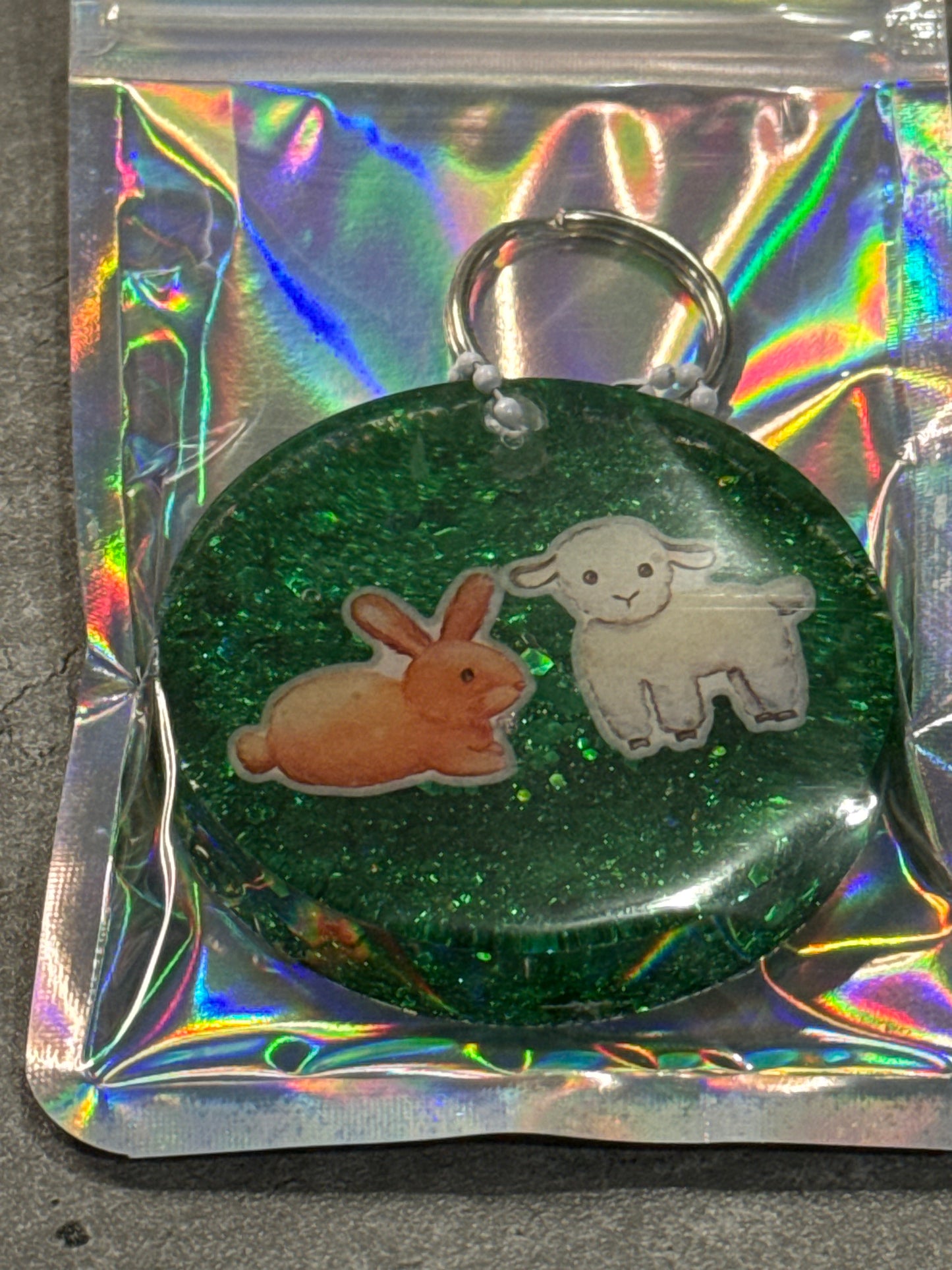 Glitter Farm Animals Keychains