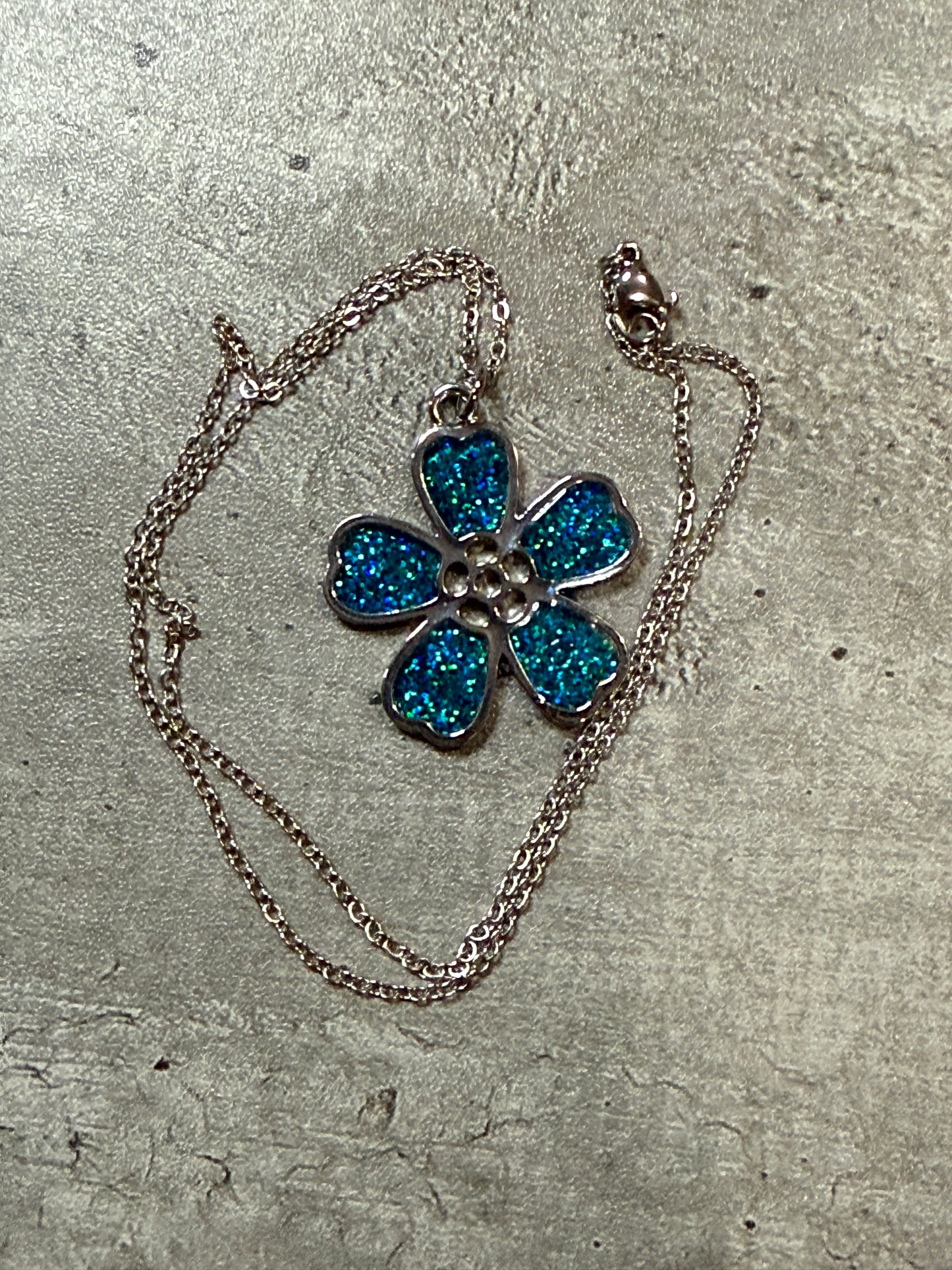 Sakura Bloom Pendant Necklace - Teal series