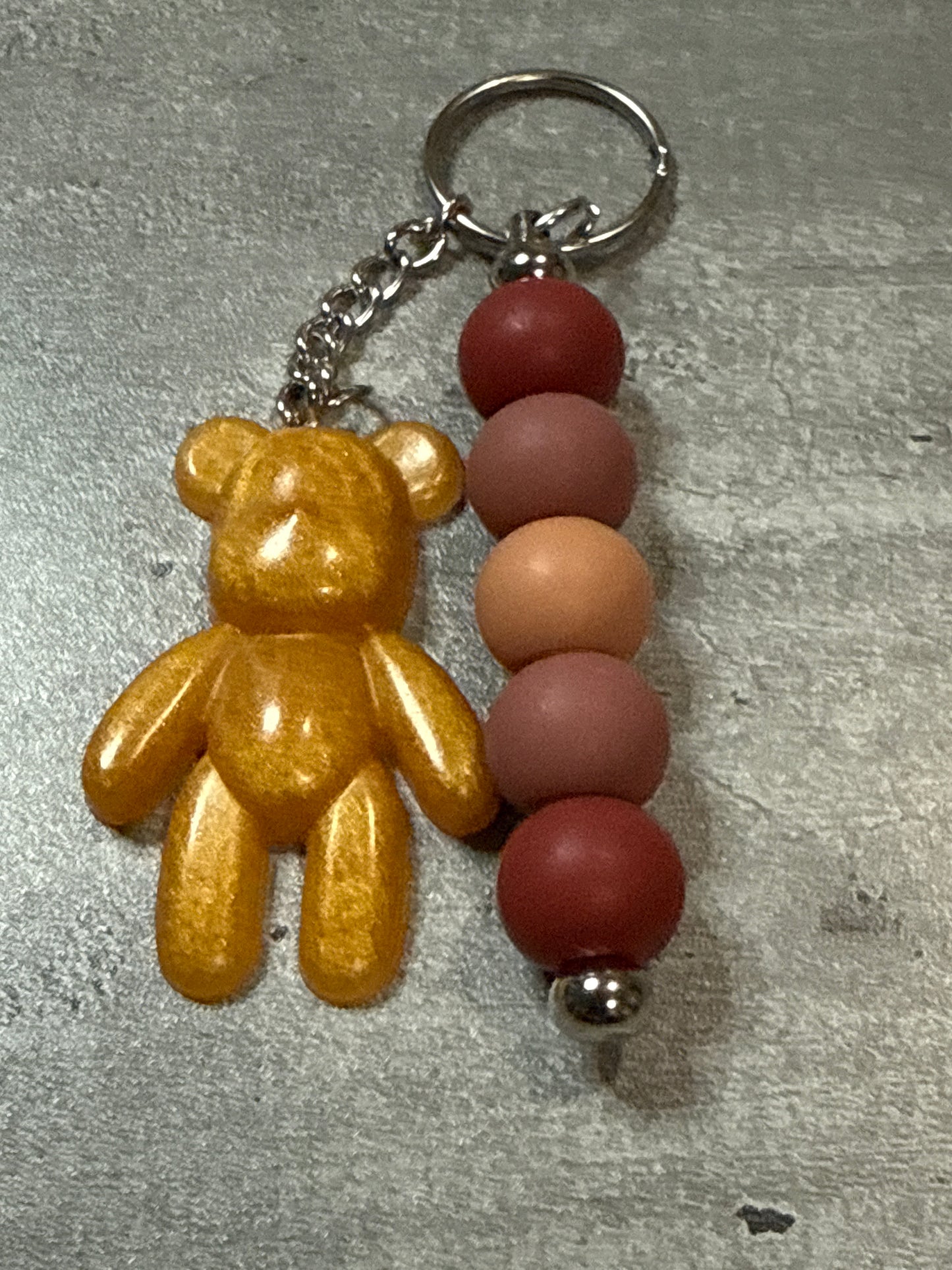 Glitter Bear Beaded Keychain