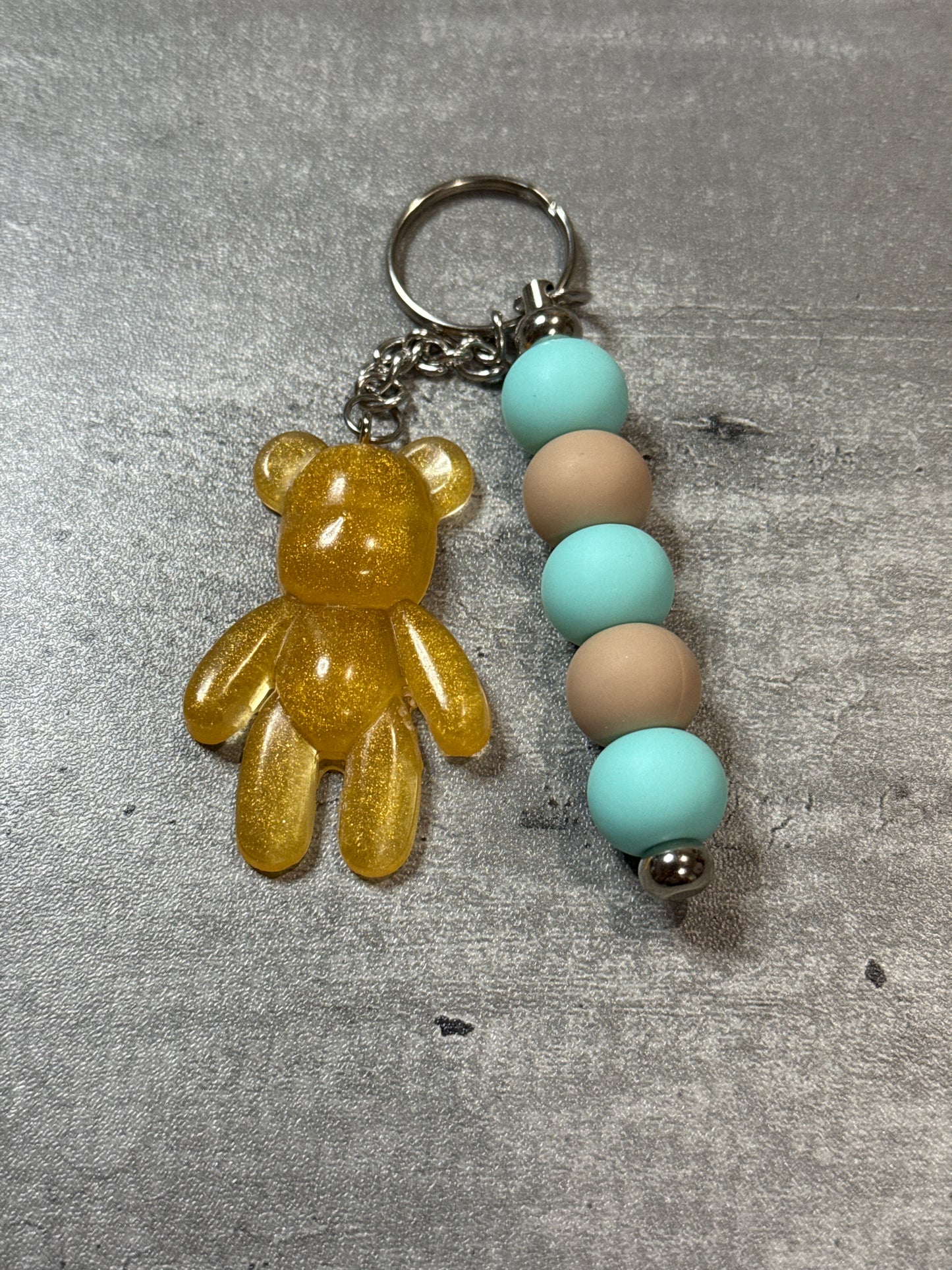 Glitter Bear Beaded Keychain