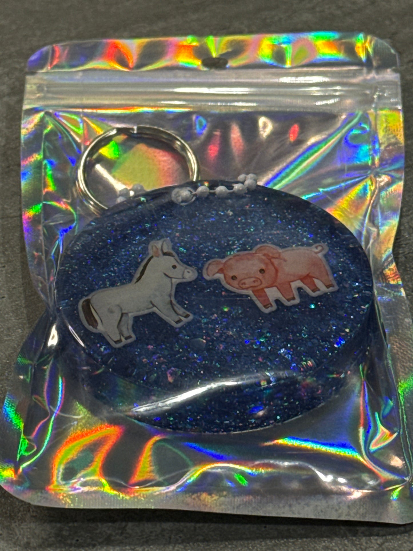 Glitter Farm Animals Keychains