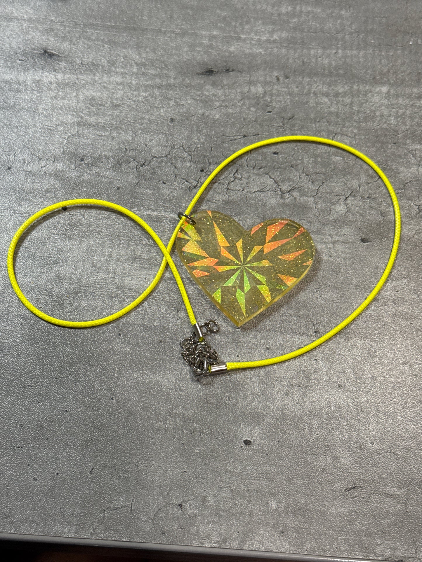 Large Holographic Heart Pendant Necklace