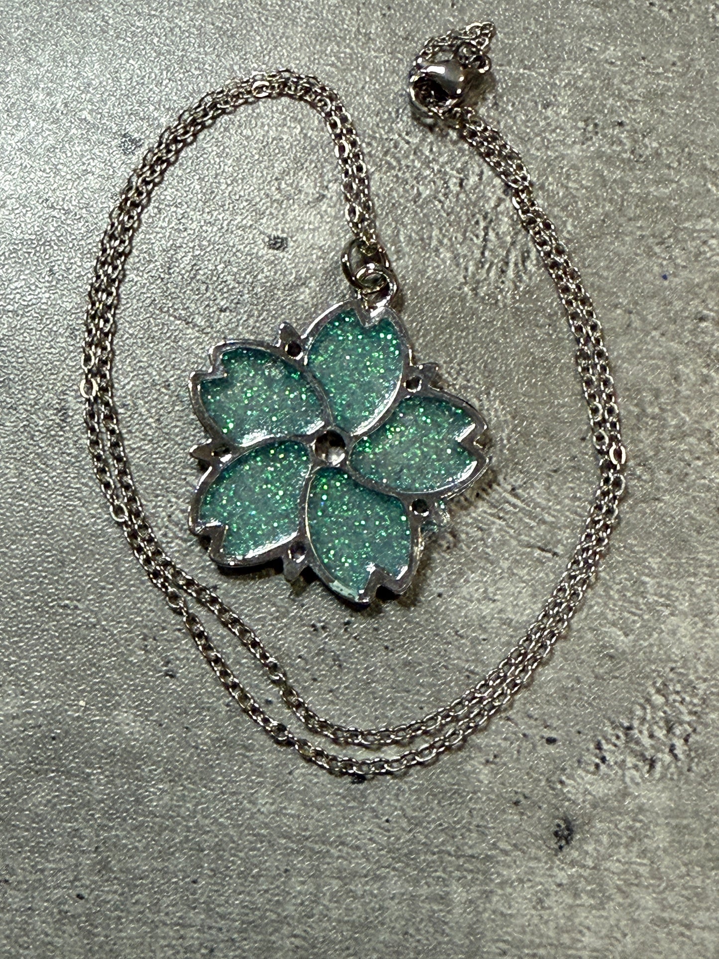Sakura Bloom Pendant Necklace - Aqua series