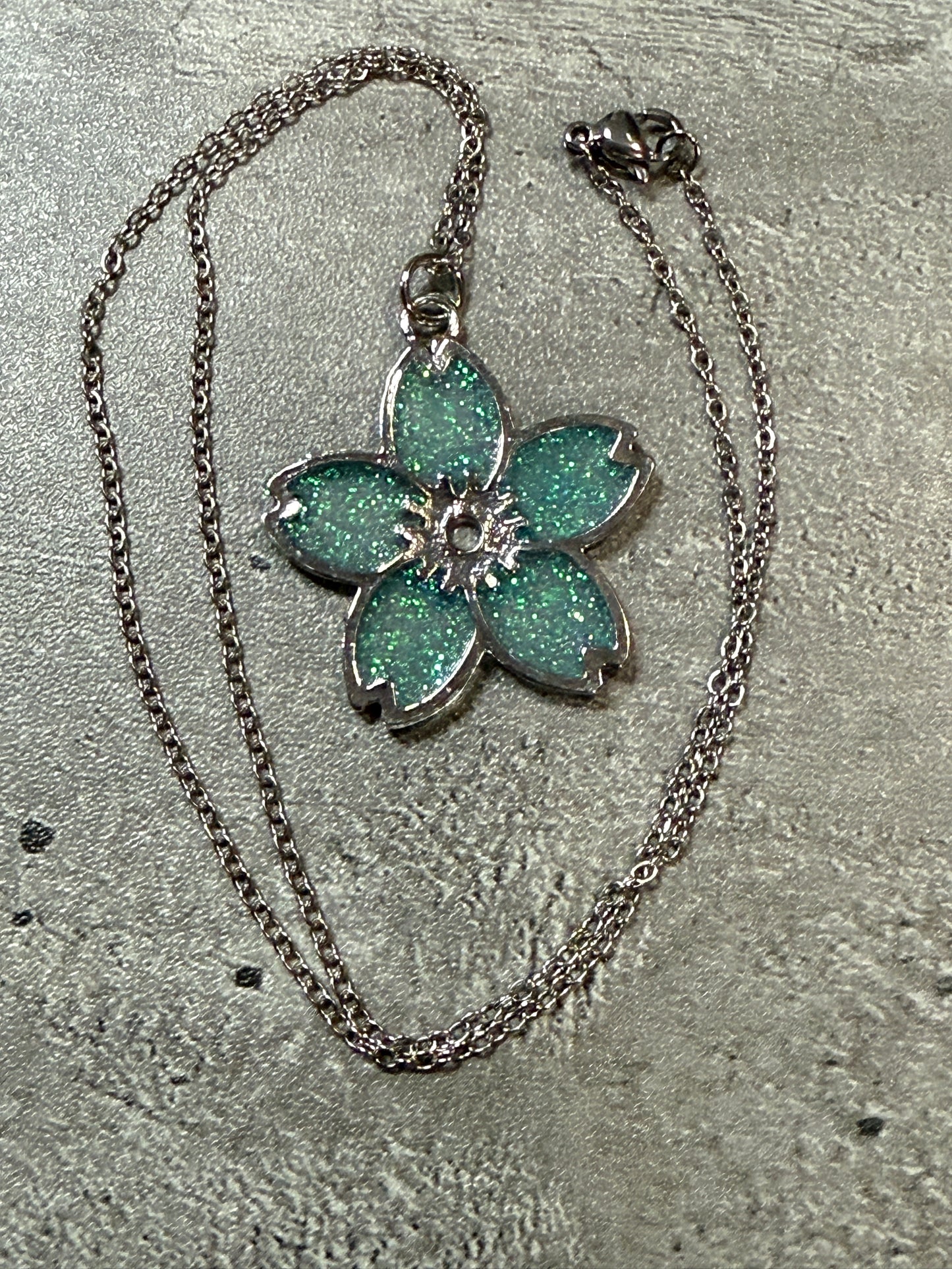 Sakura Bloom Pendant Necklace - Aqua series