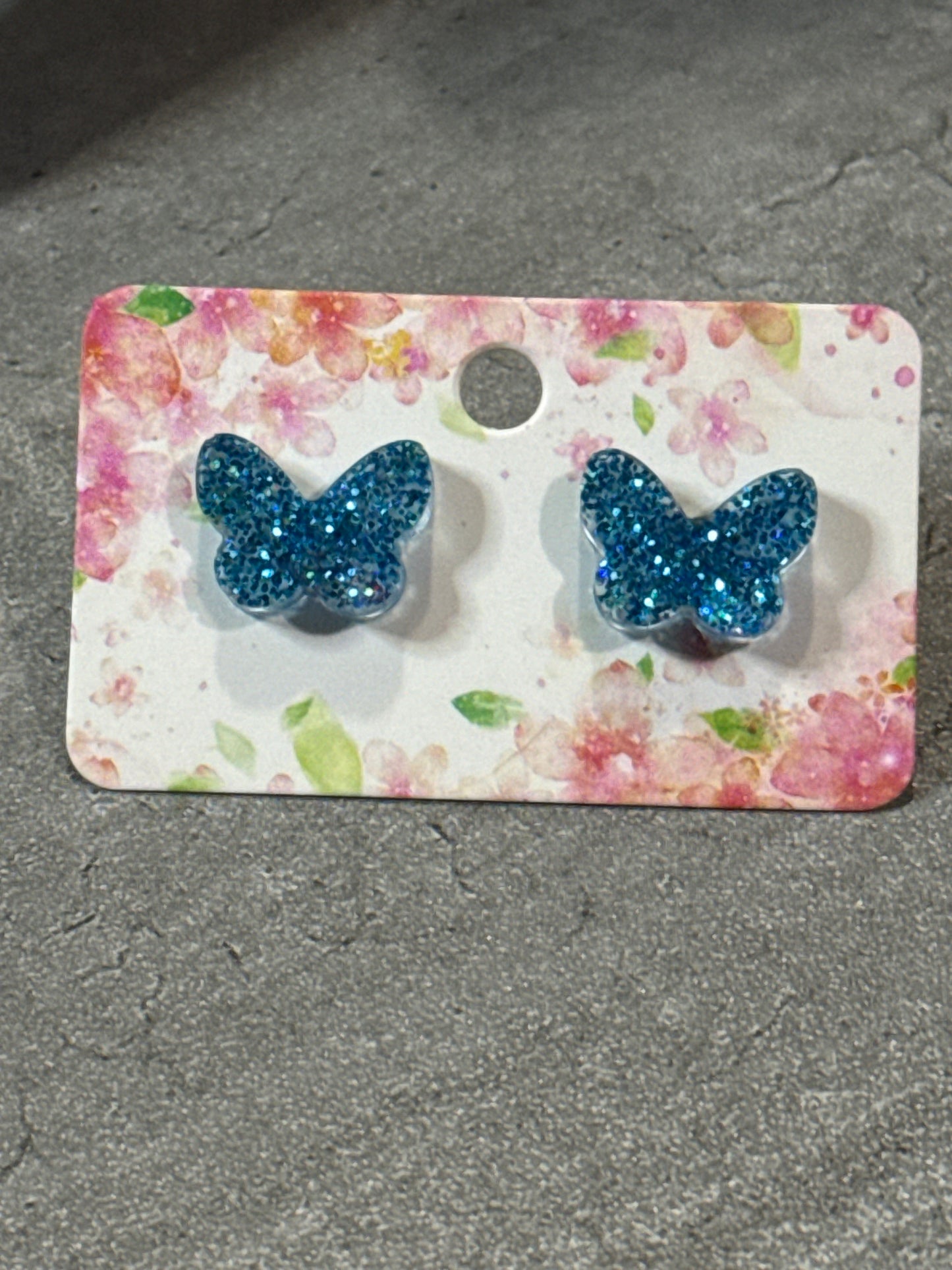 Holographic Glitter Butterfly Studs