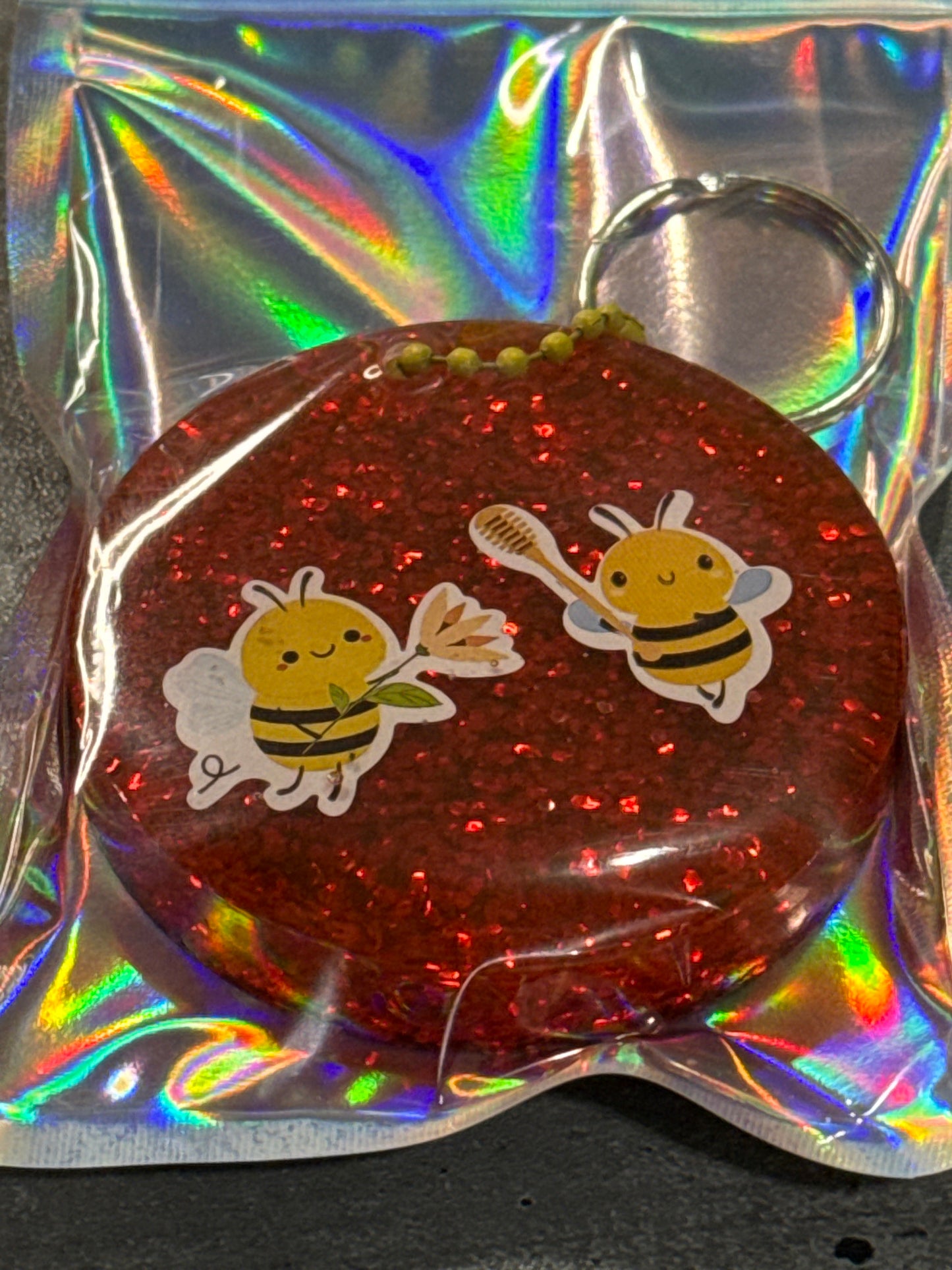Glitter Cute Honey Bee Keychains