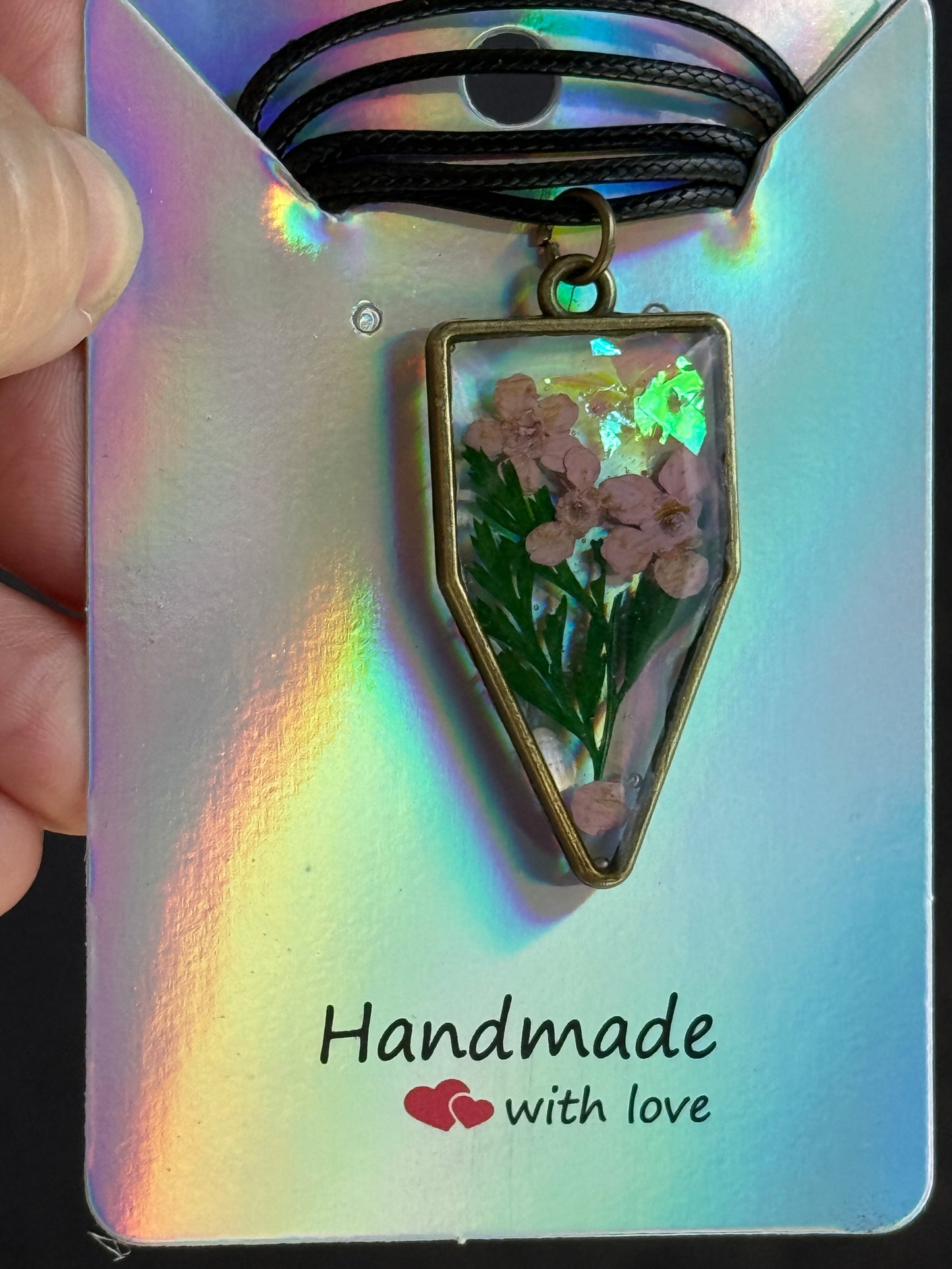 Resin and Dried Flower Pendant Necklace