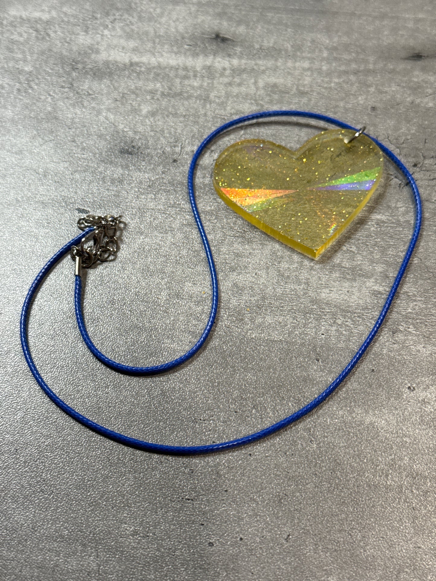 Large Holographic Heart Pendant Necklace