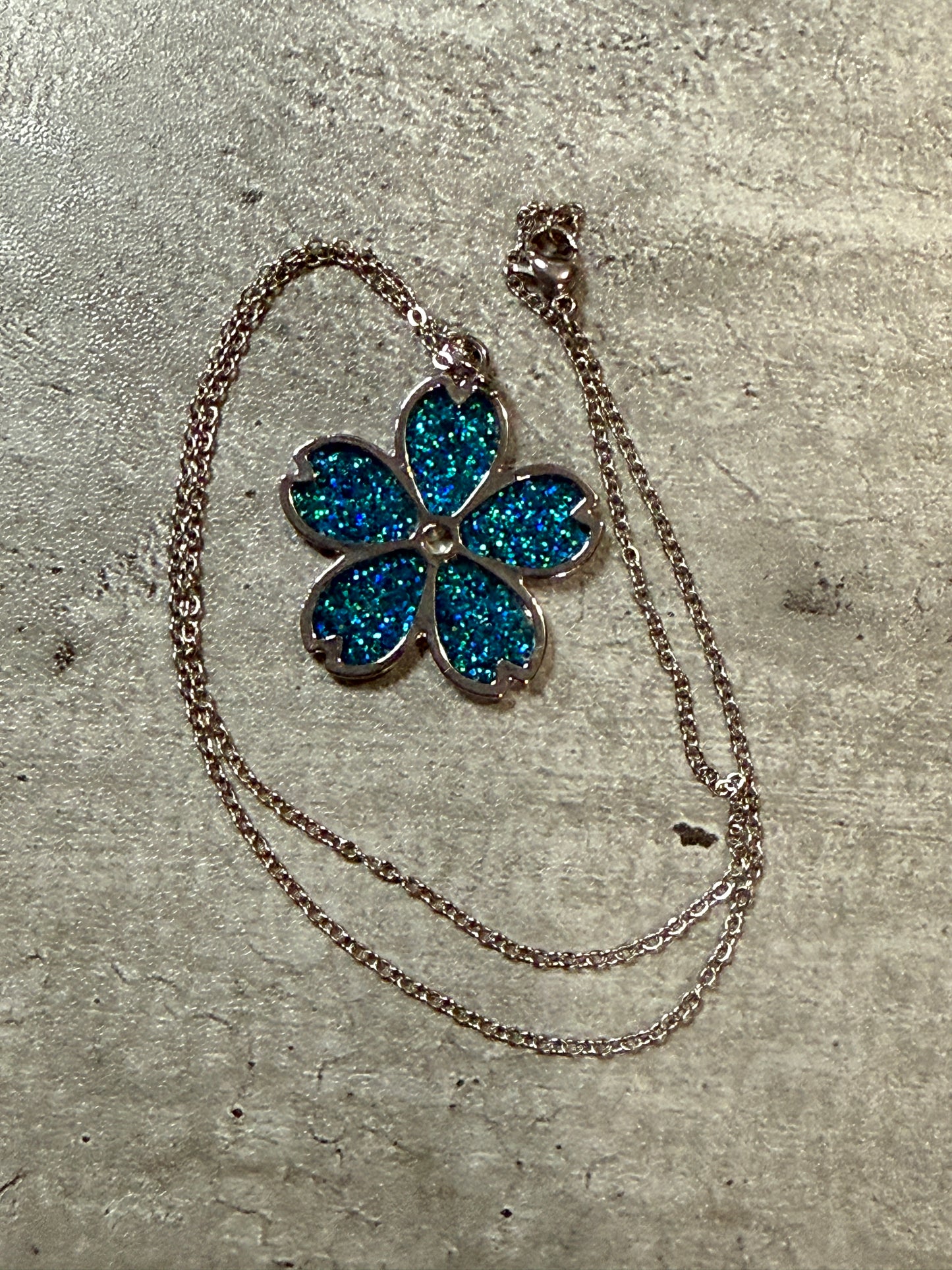 Sakura Bloom Pendant Necklace - Teal series