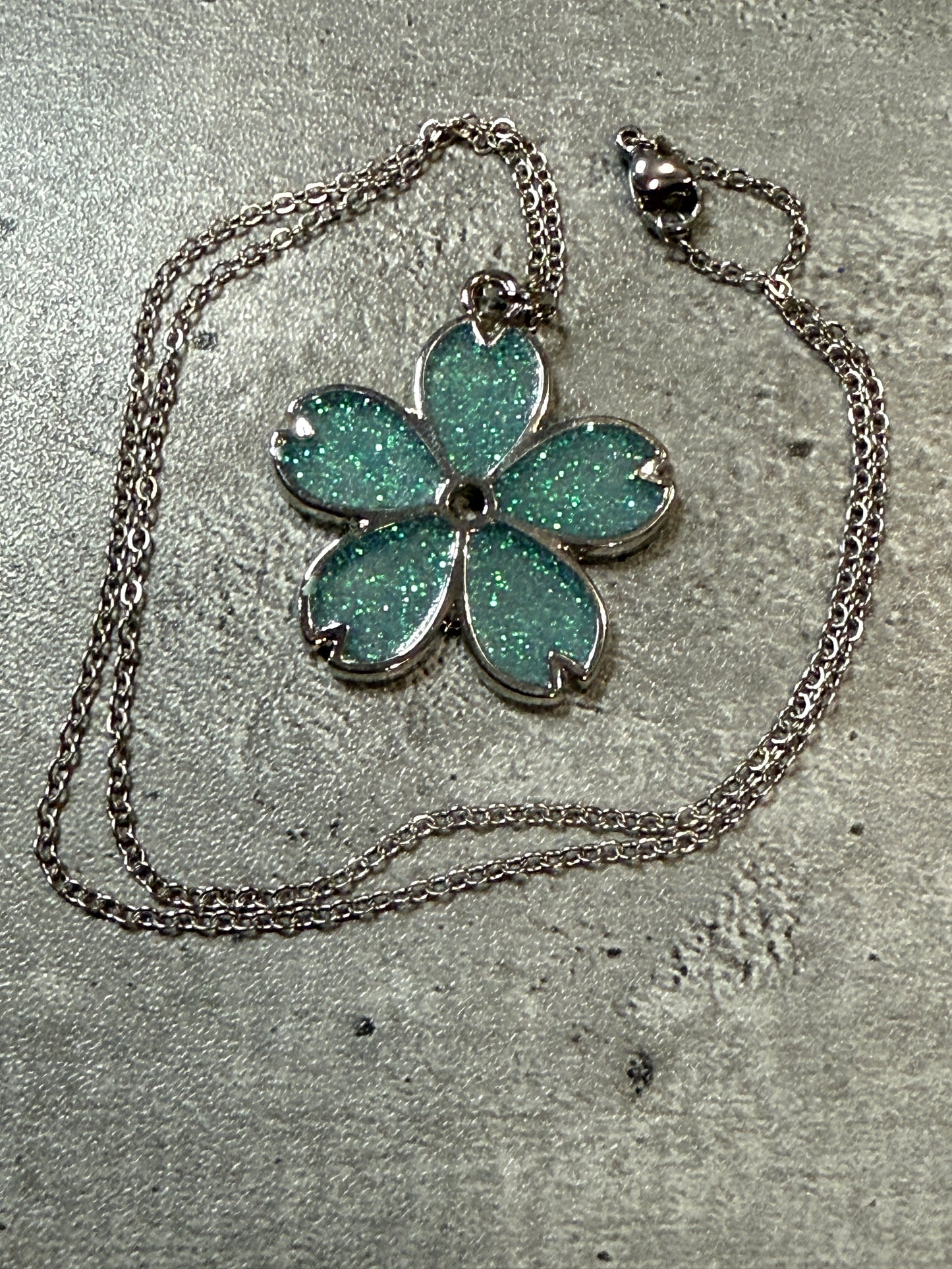 Sakura Bloom Pendant Necklace - Aqua series