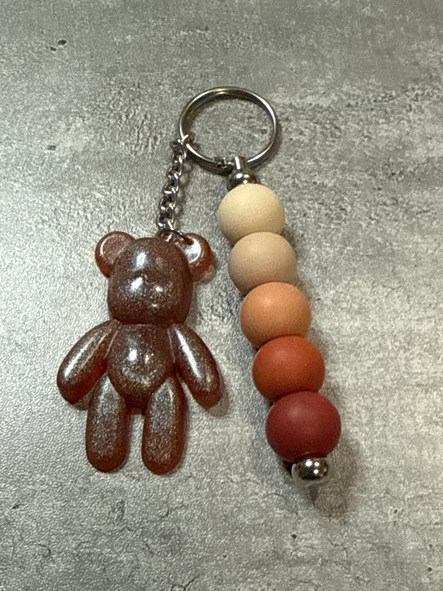 Glitter Bear Beaded Keychain