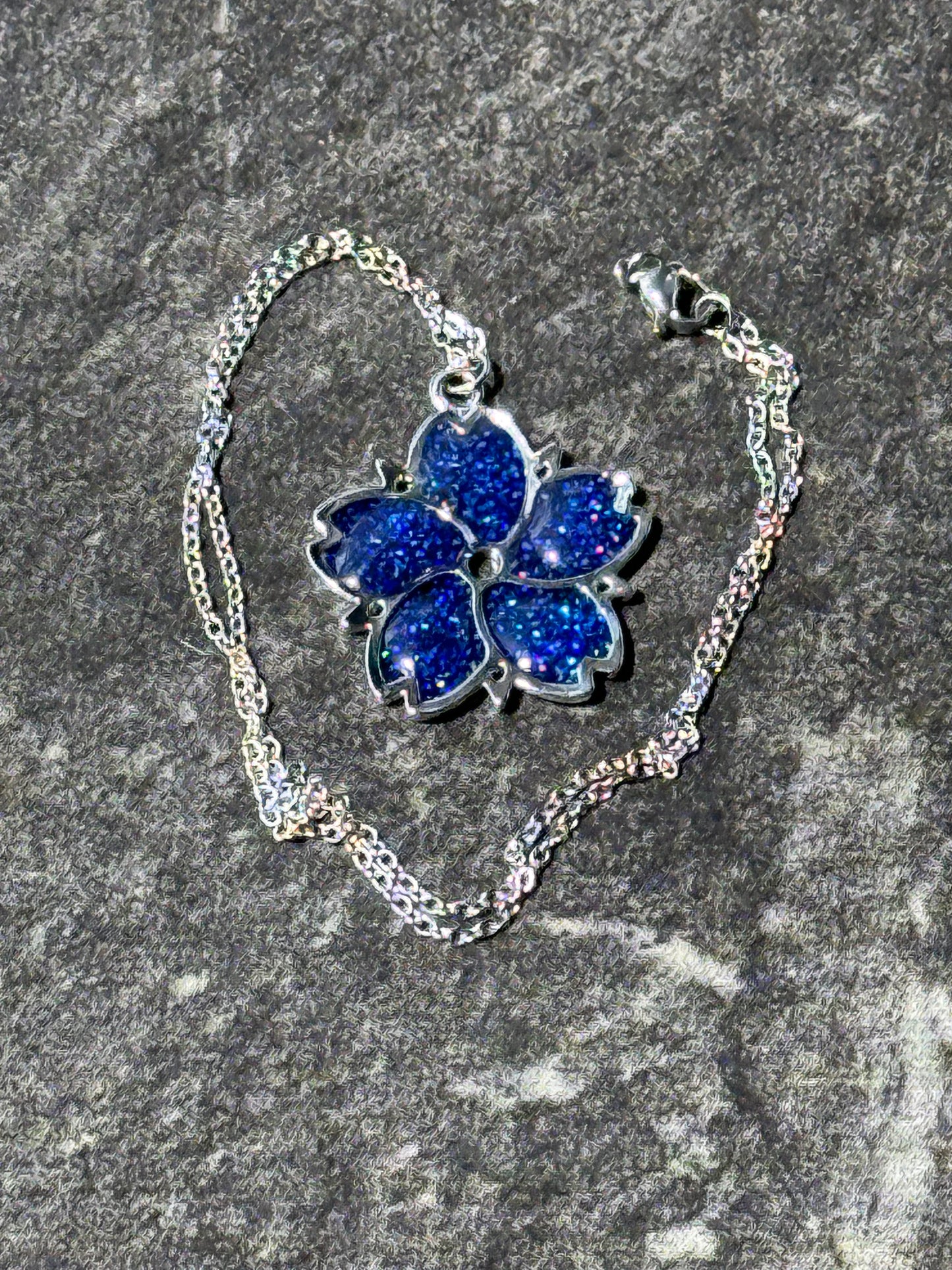 Sakura Blossom Pendant Necklace - Royal Blue series