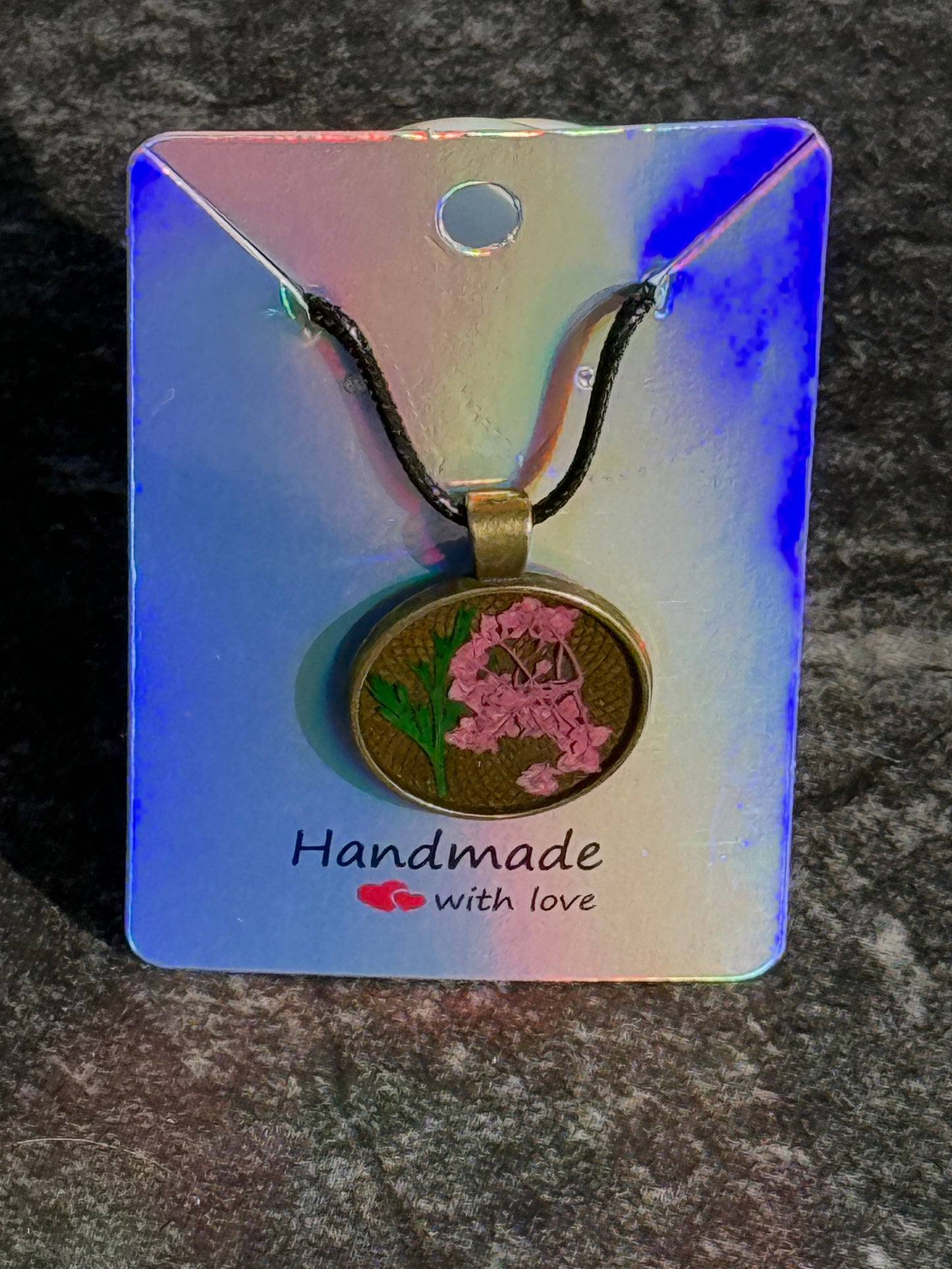 Resin and Dried Flower Pendant Necklace