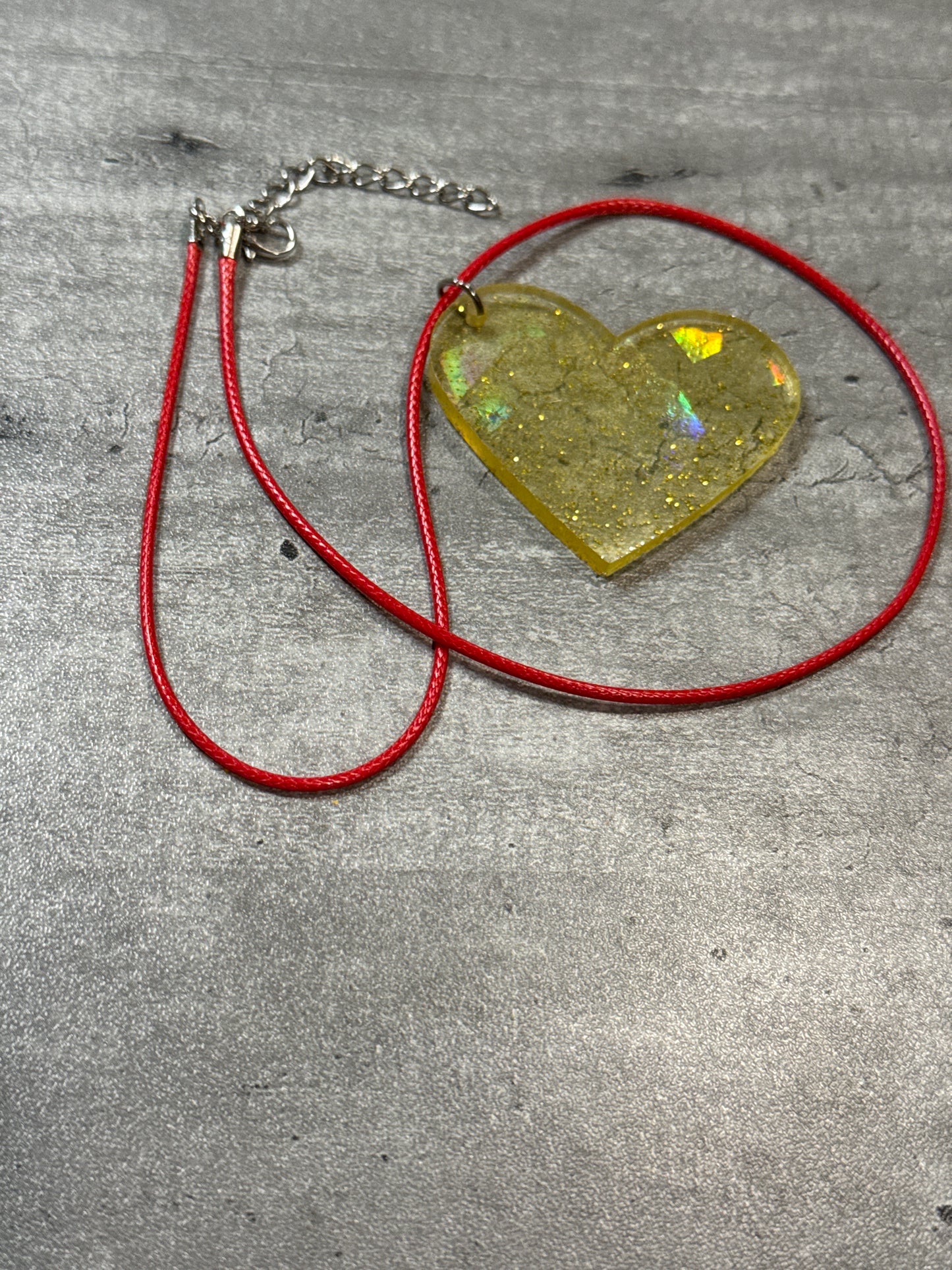 Large Holographic Heart Pendant Necklace
