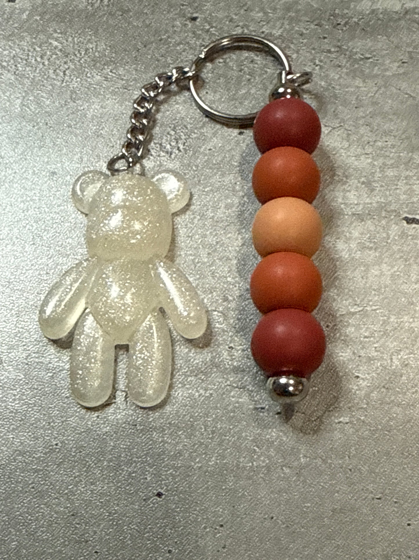 Glitter Bear Beaded Keychain