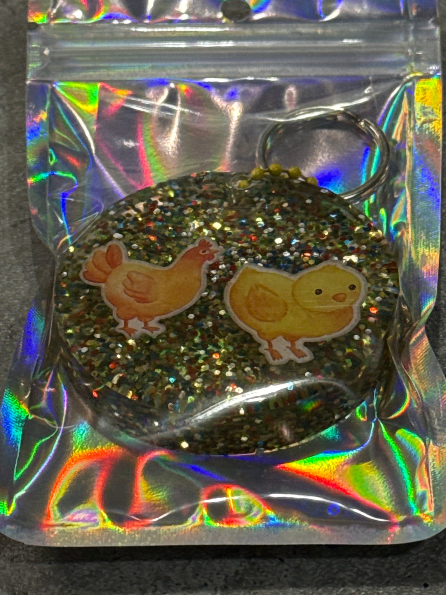 Glitter Farm Animals Keychains