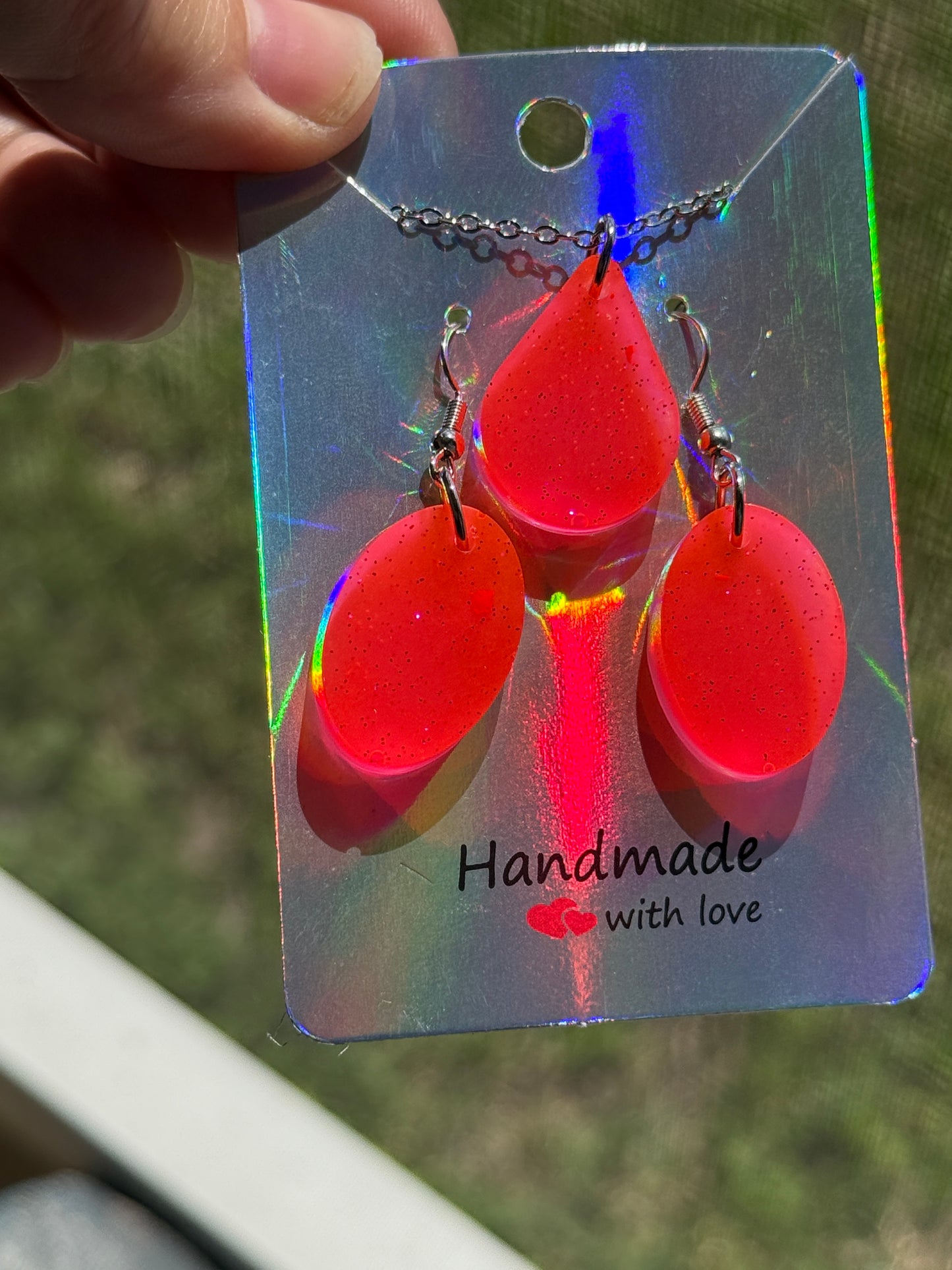 Resin Necklace and Earrings Set