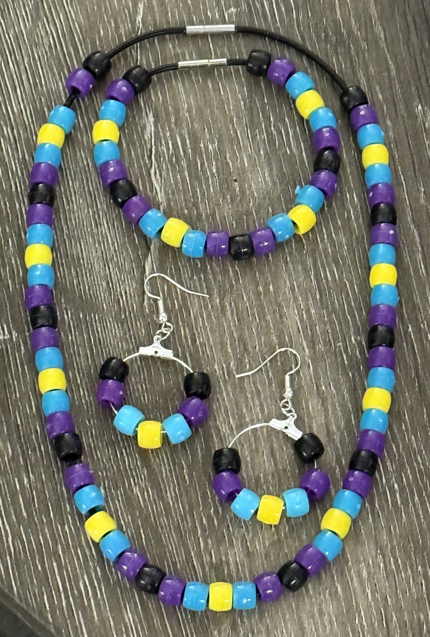 Beaded Necklace, Bracelet and Earrings set