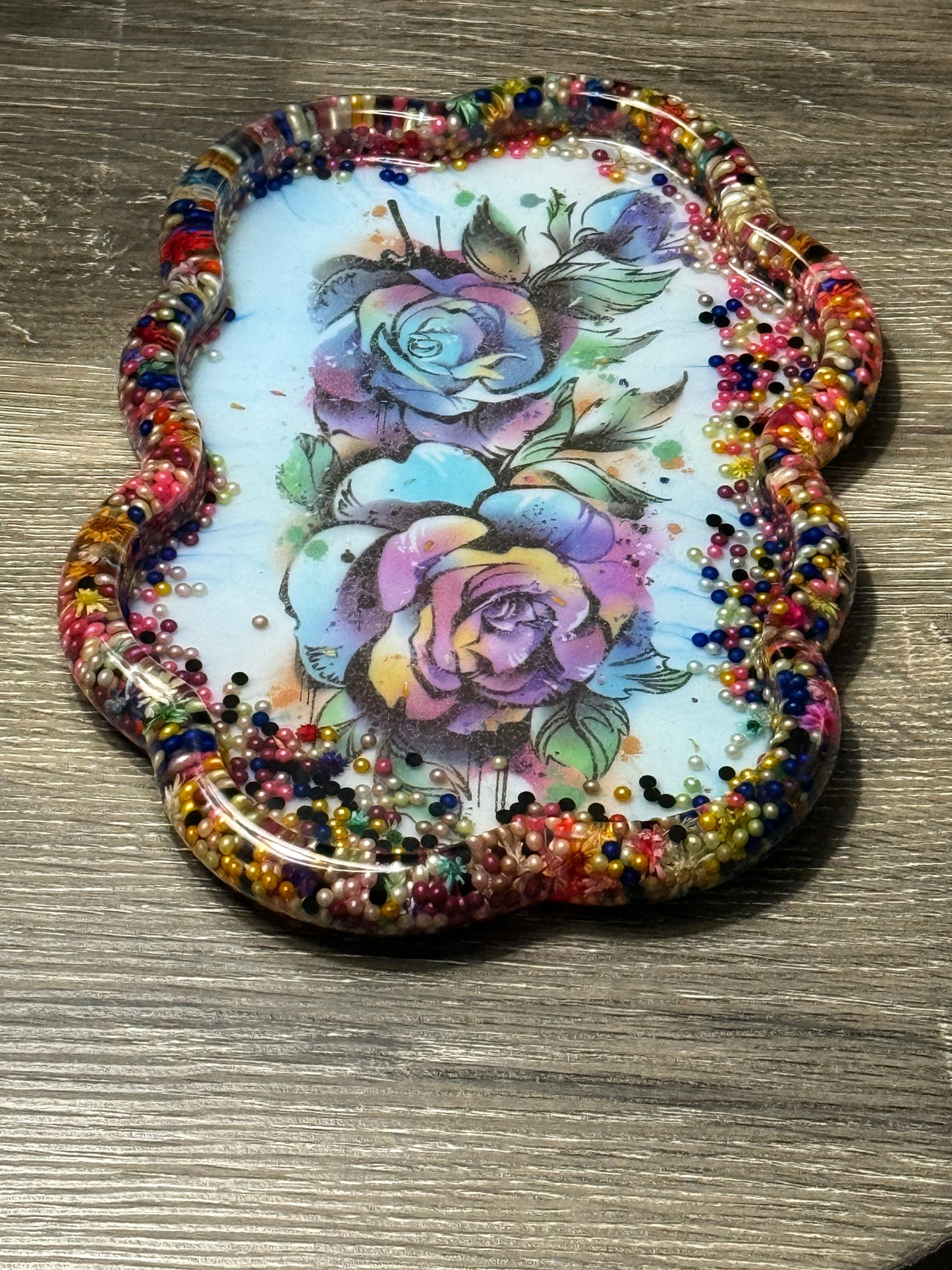 Beaded Floral Tray
