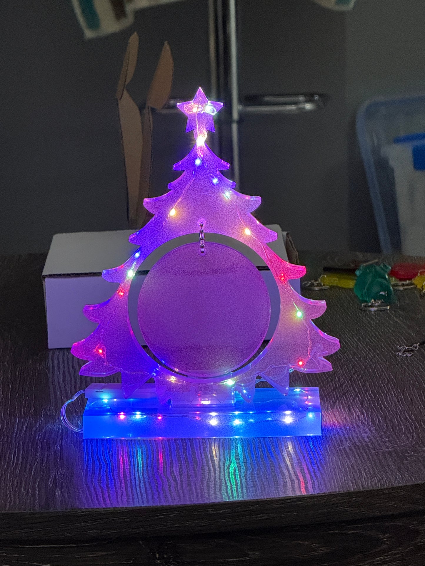 Christmas Tree w/ flashing LED lights and base lights