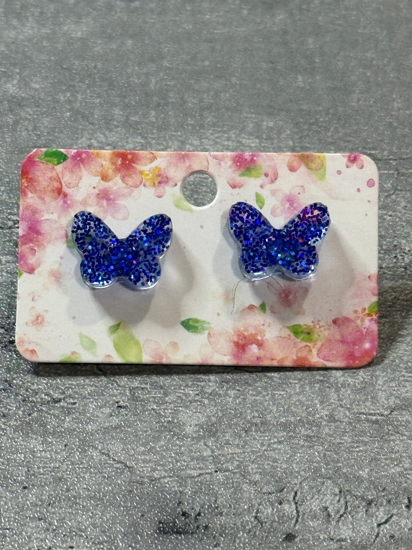 Holographic Glitter Butterfly Studs