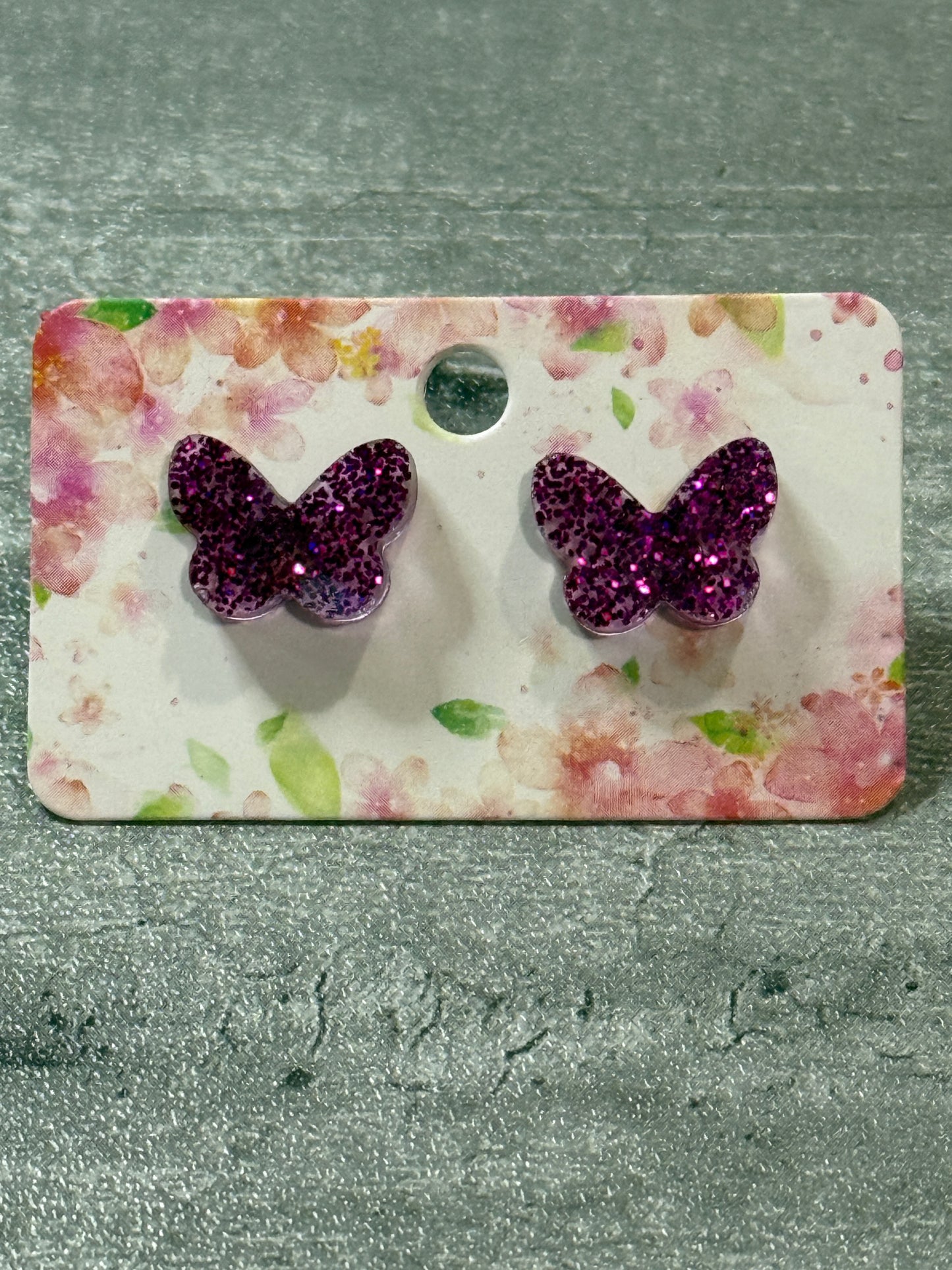 Holographic Glitter Butterfly Studs