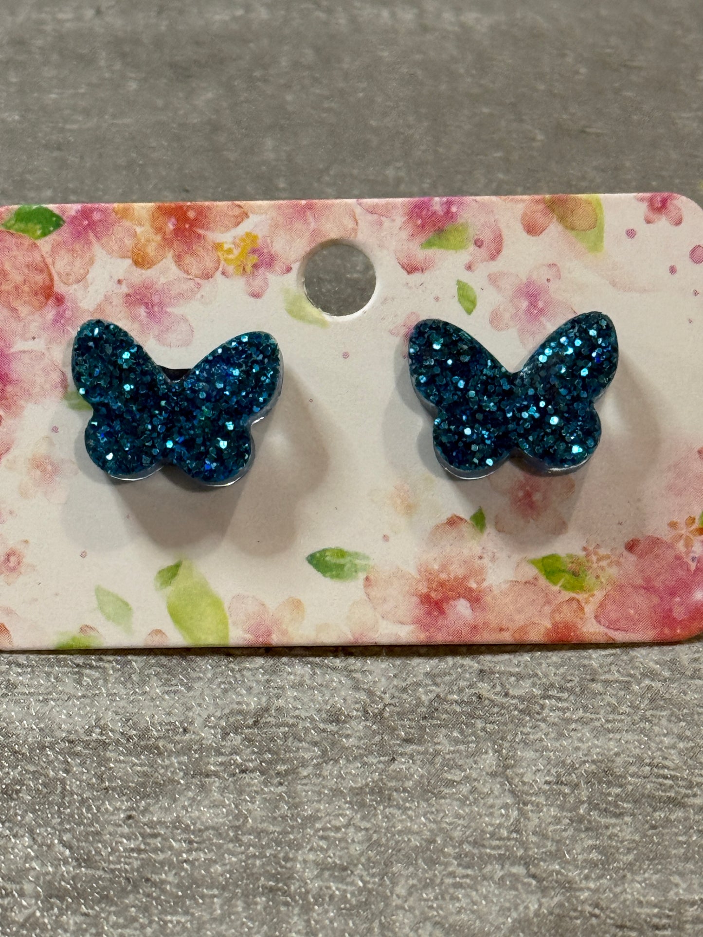 Holographic Glitter Butterfly Studs