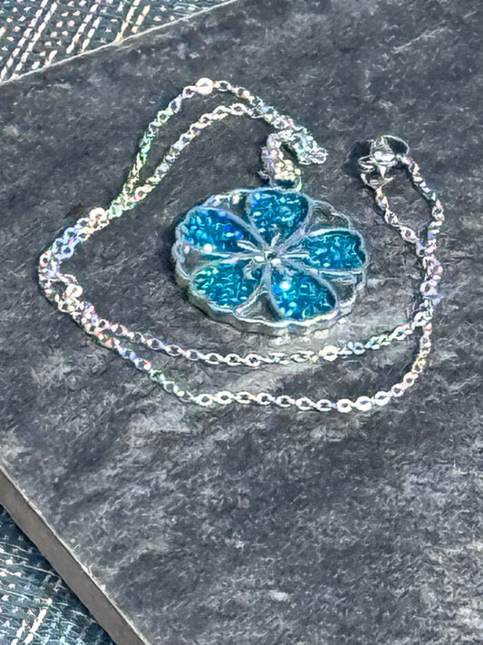 Sakura Blossom Pendant Necklace - Turquoise series