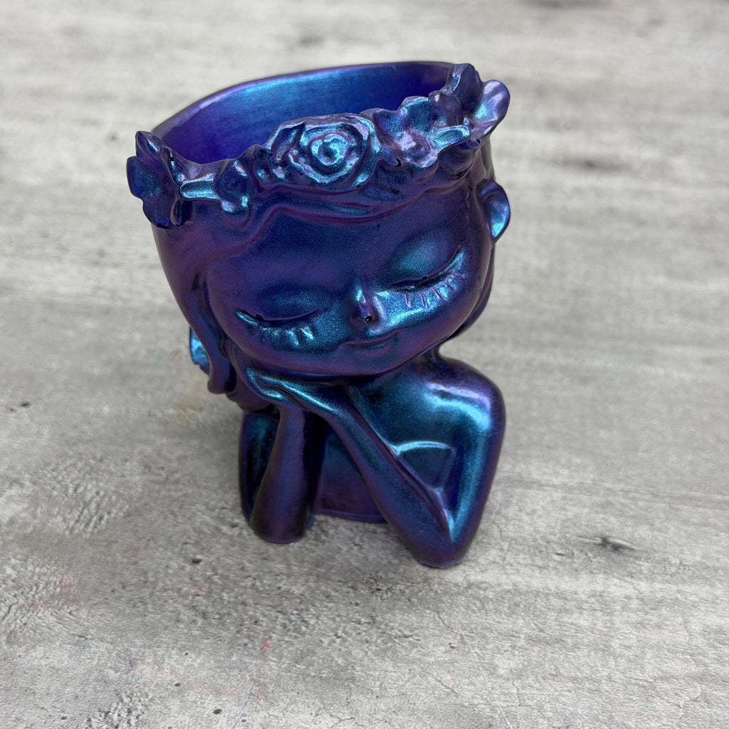 Dreamy Girl Flower Crown Planter - Chameleon Resin Face Pot | Mermaid Succulent Pot
Product