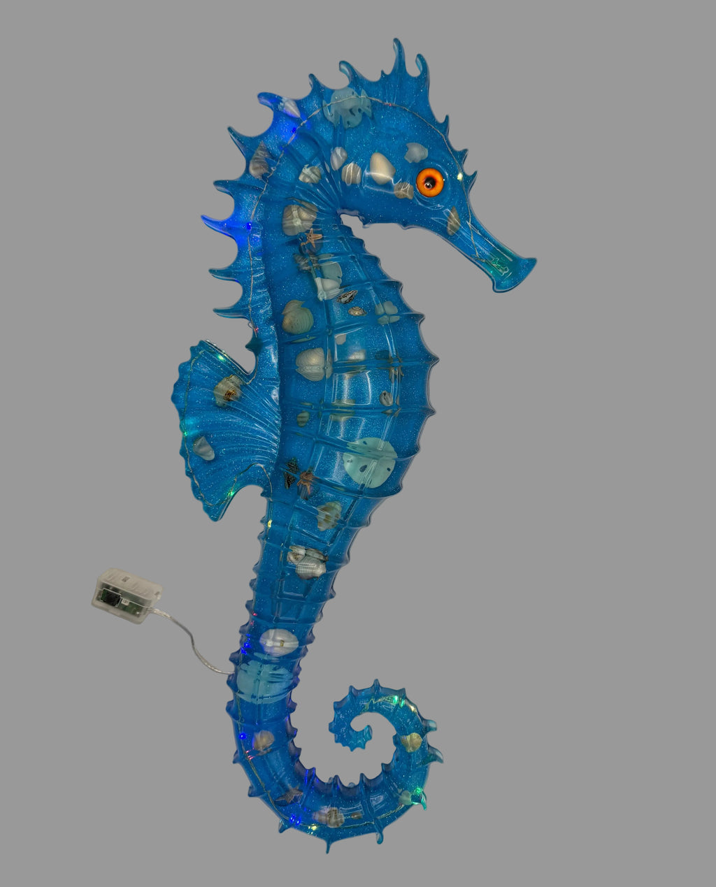 Resin Seahorse Wall Art - Coastal w/ Lights