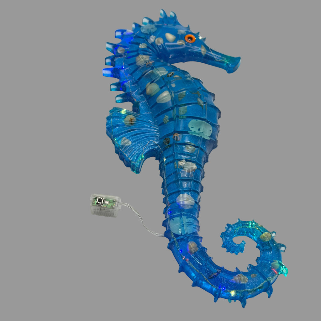 Resin Seahorse Wall Art - Coastal w/ Lights