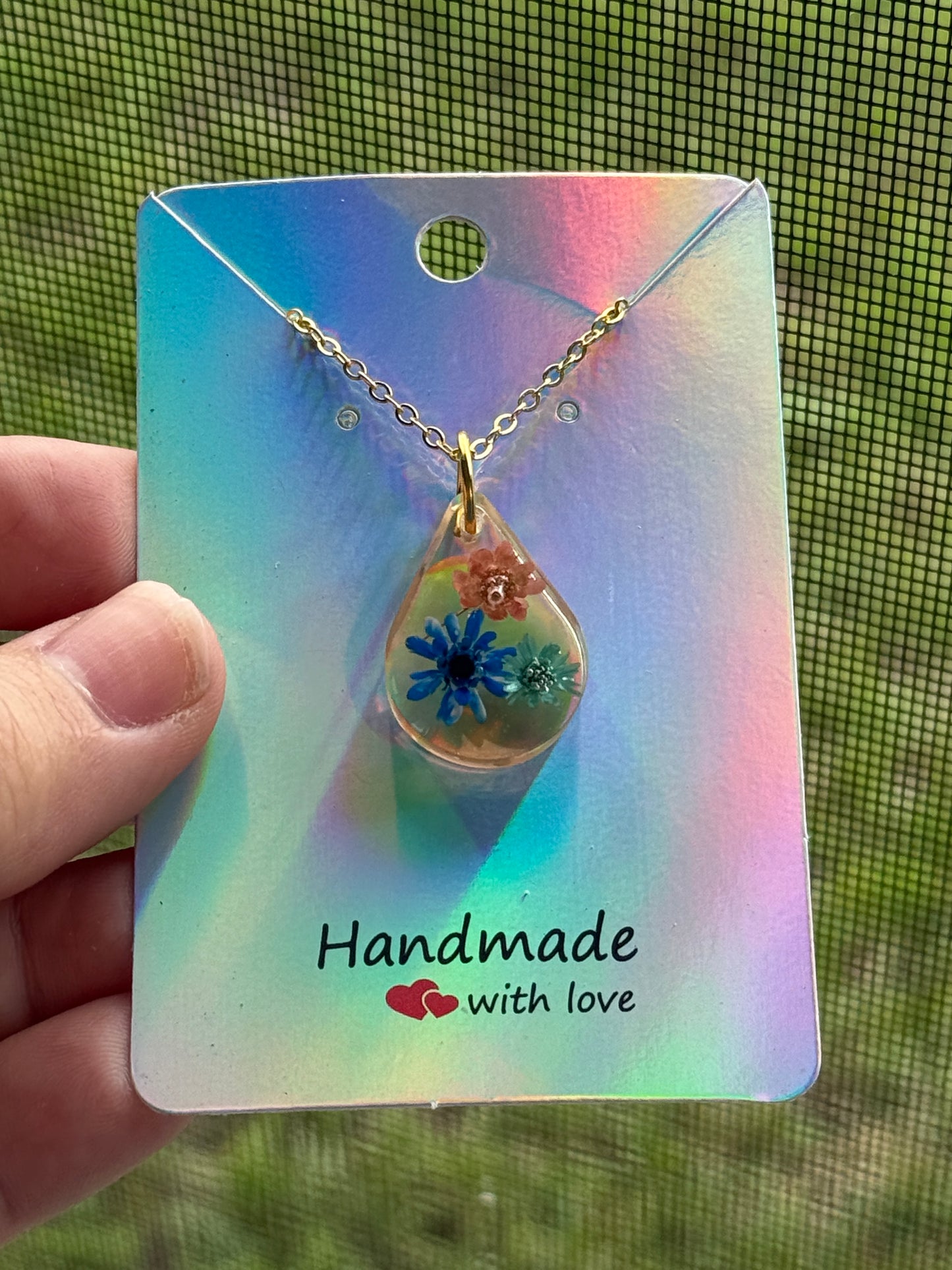 Resin and Dried Flower Necklace
