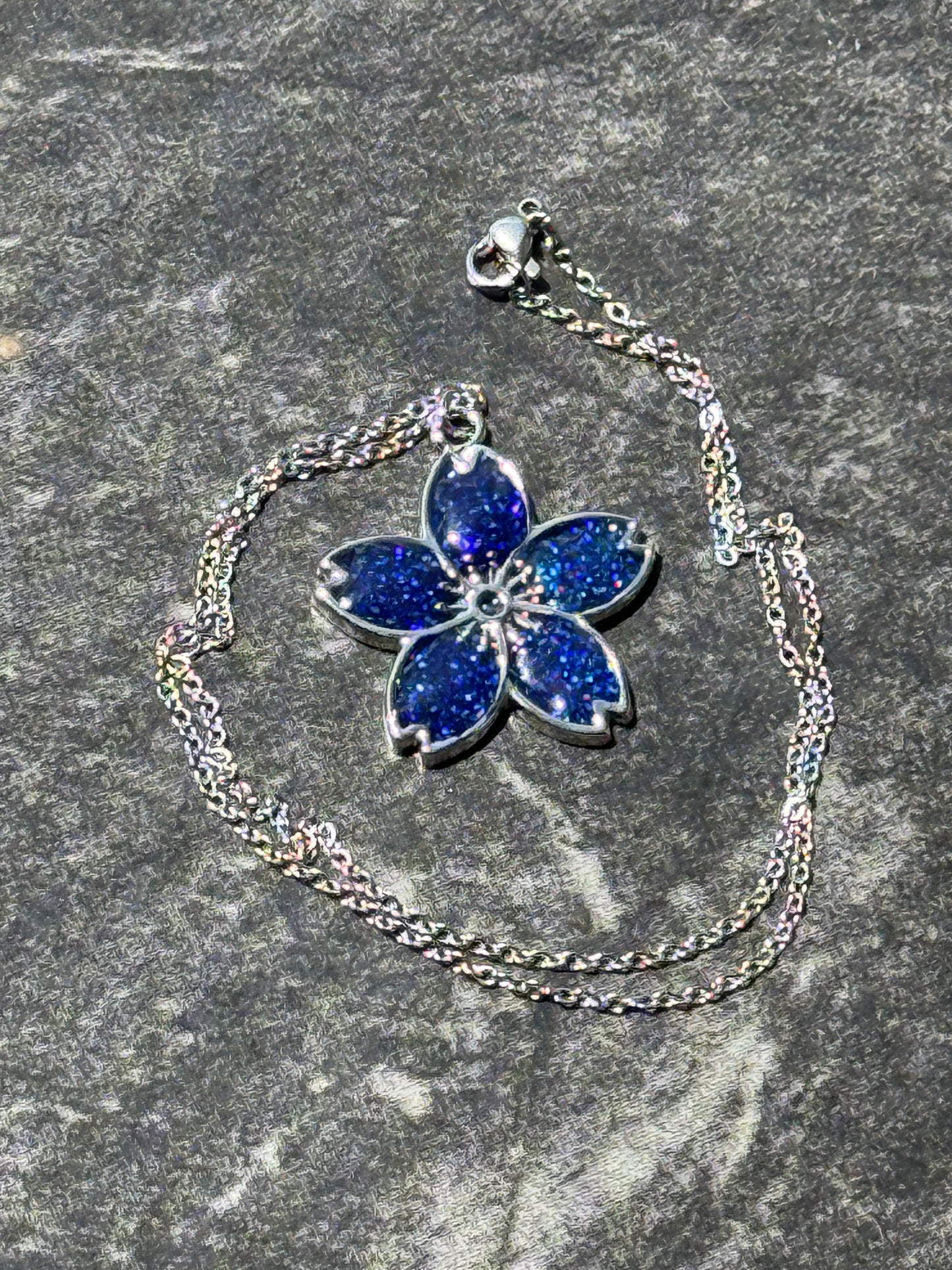 Sakura Blossom Pendant Necklace - Royal Blue series
