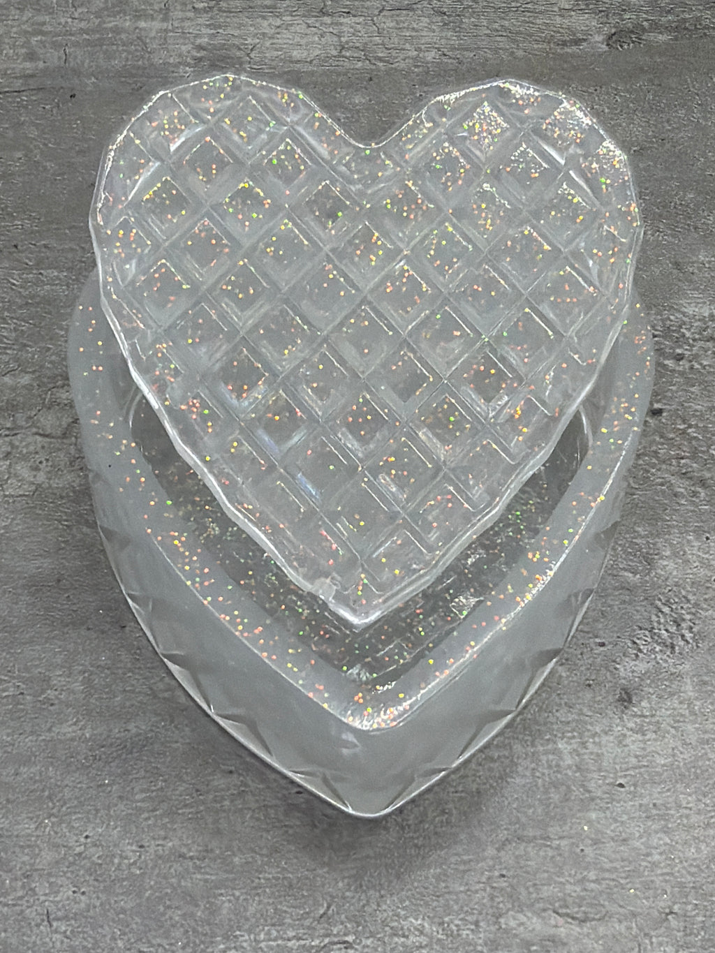 Diamond Heart Trinket Dish with Lid