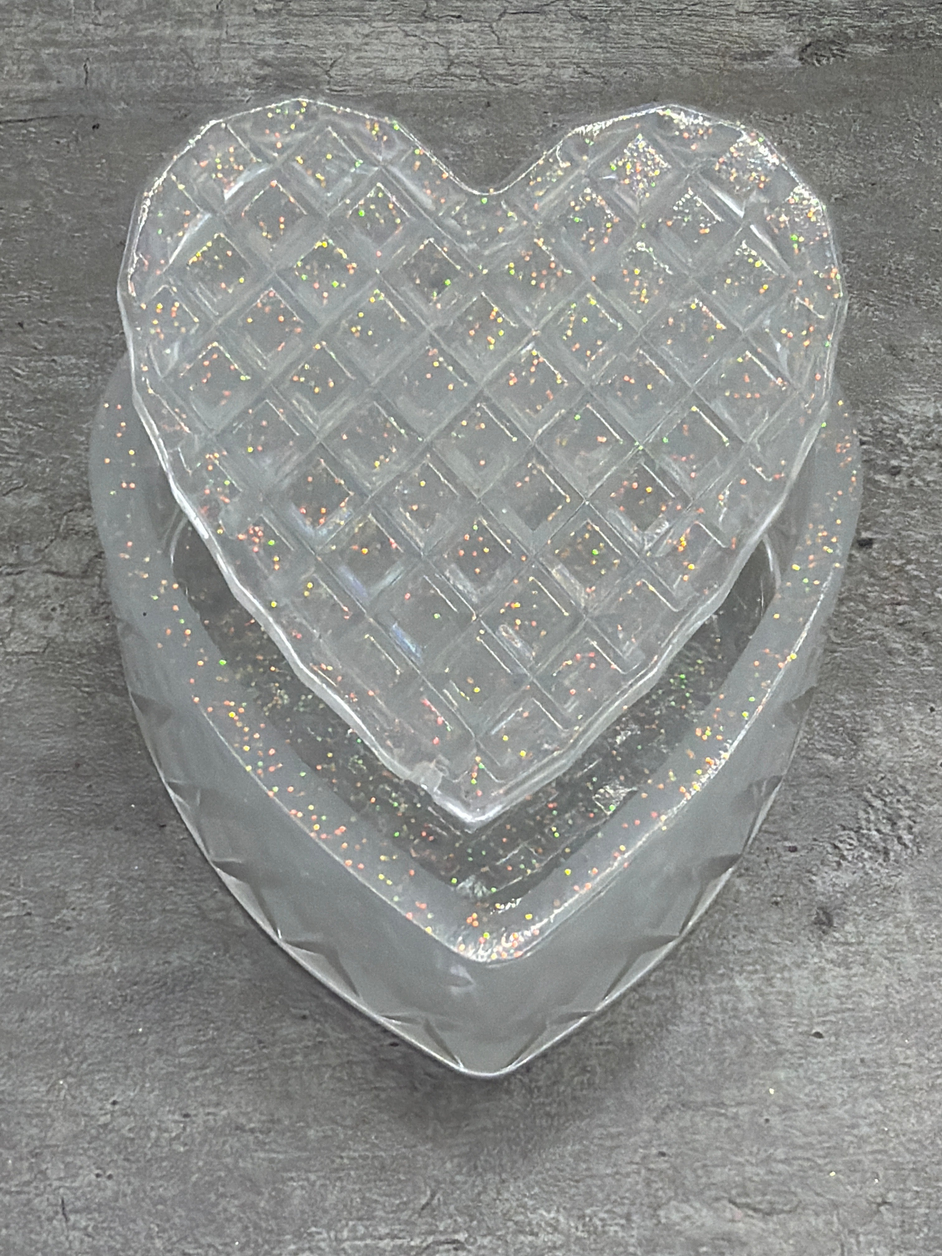 Diamond Heart Trinket Dish with Lid