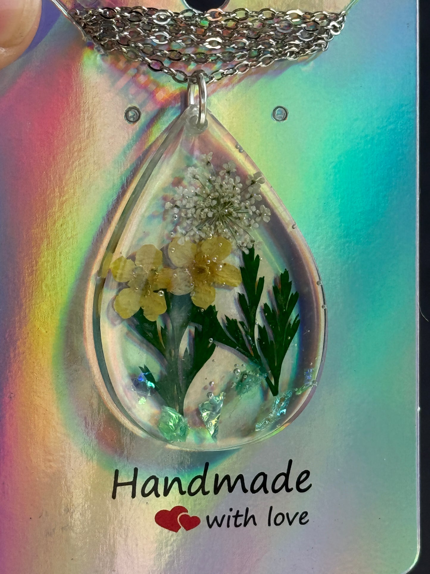 Resin and Dried Flower Necklace