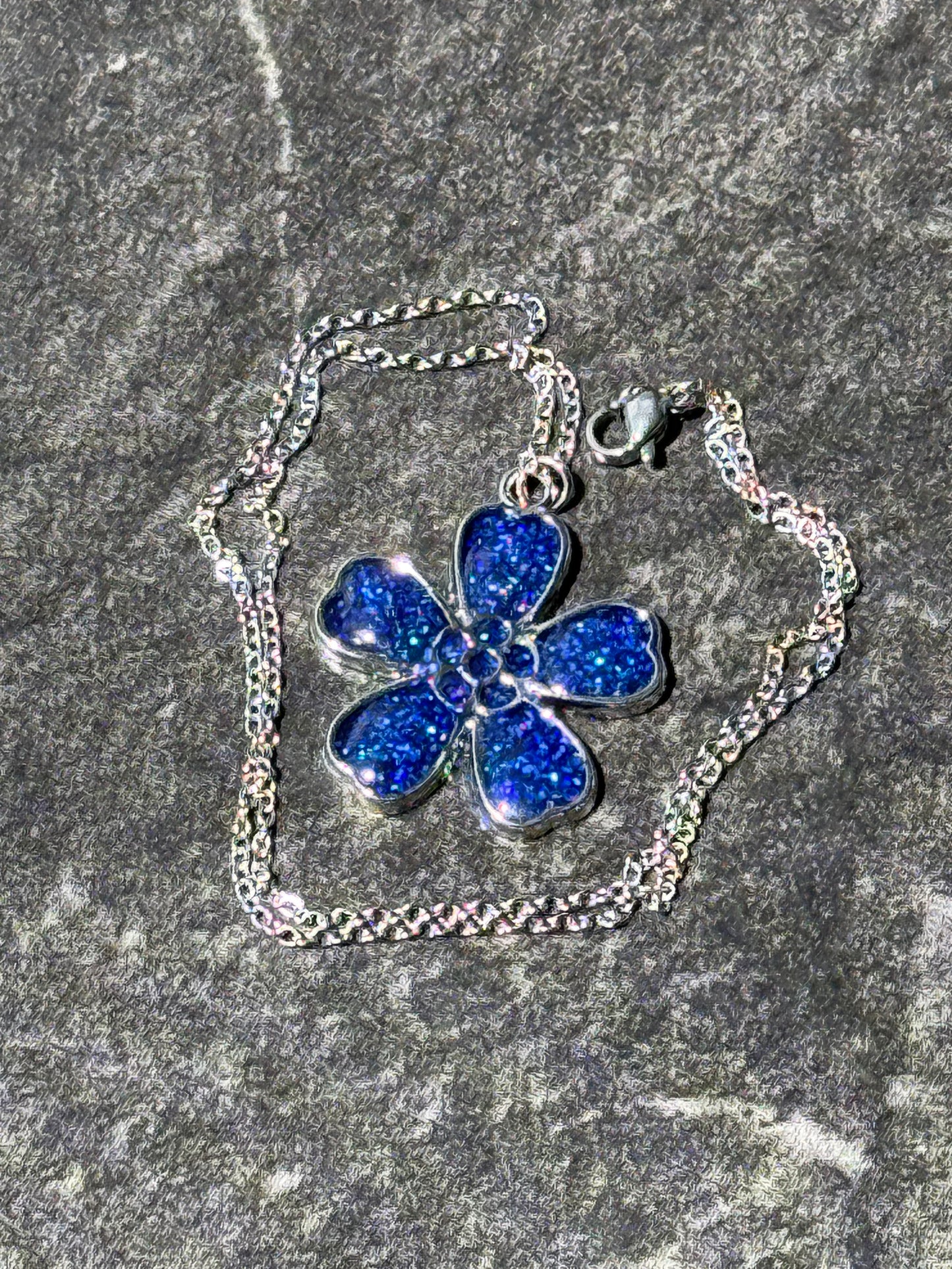 Sakura Blossom Pendant Necklace - Royal Blue series