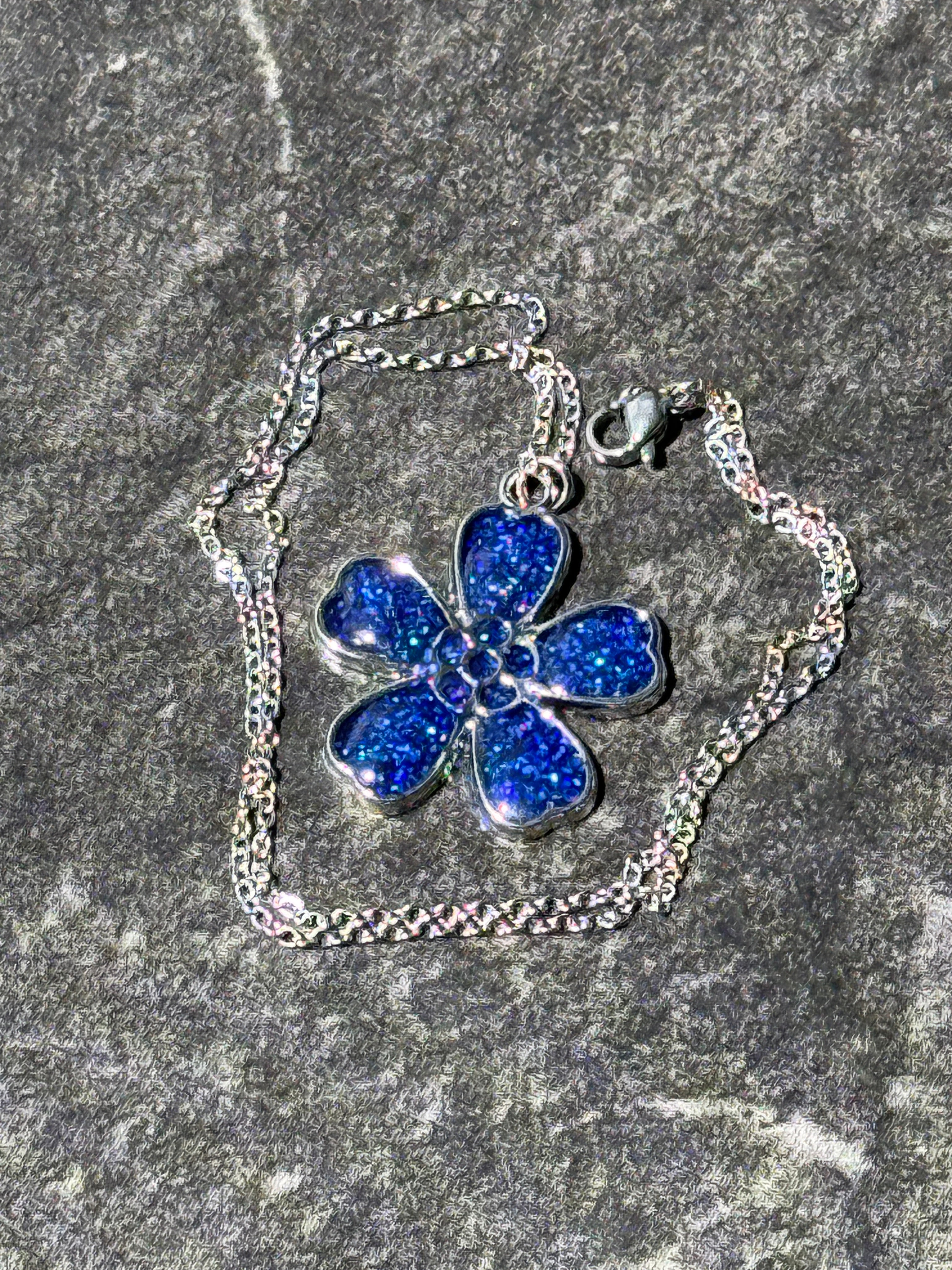 Sakura Blossom Pendant Necklace - Royal Blue series