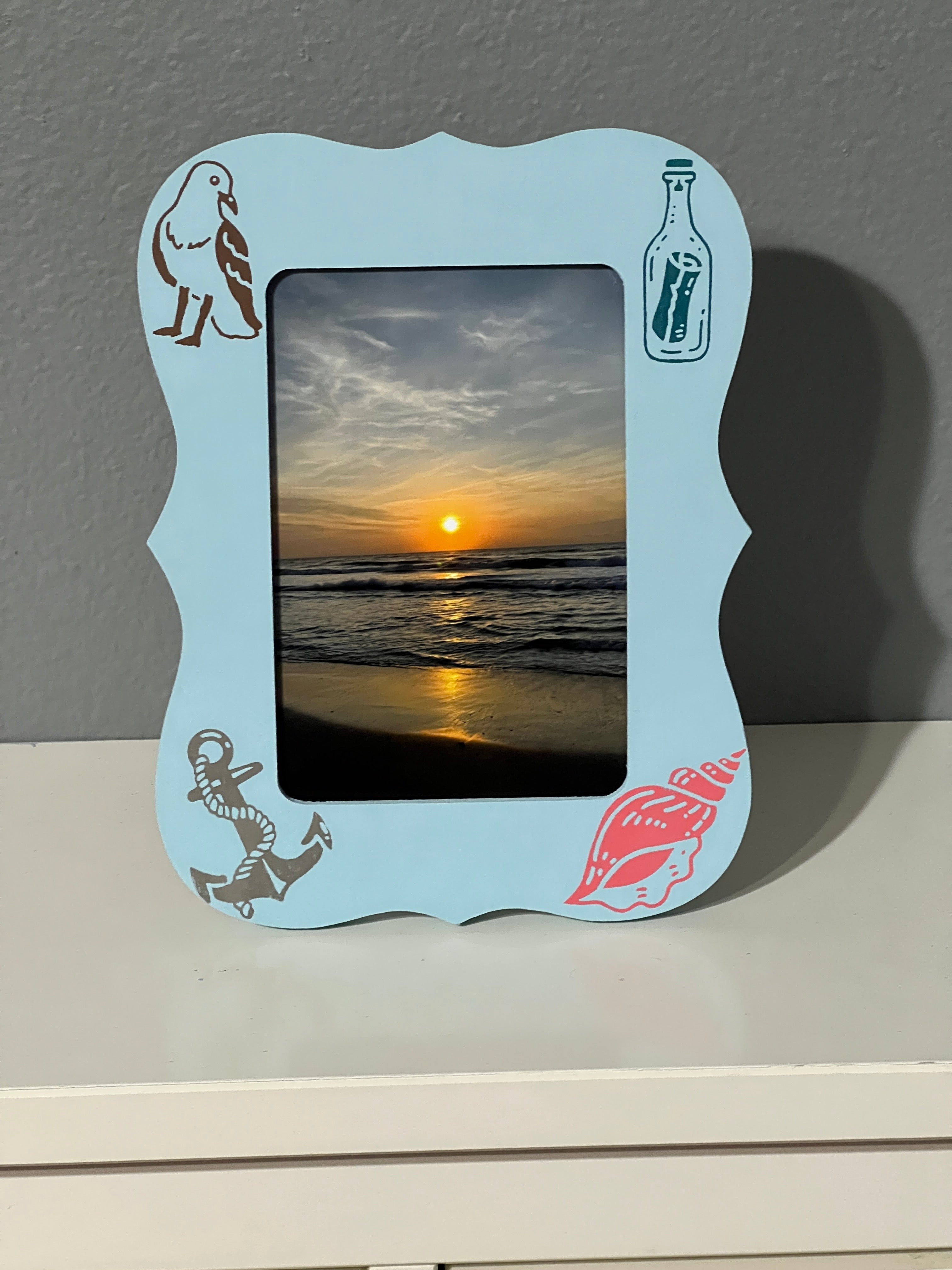 Sunset at Coquino Beach Park in Beach Themed Picture Frame