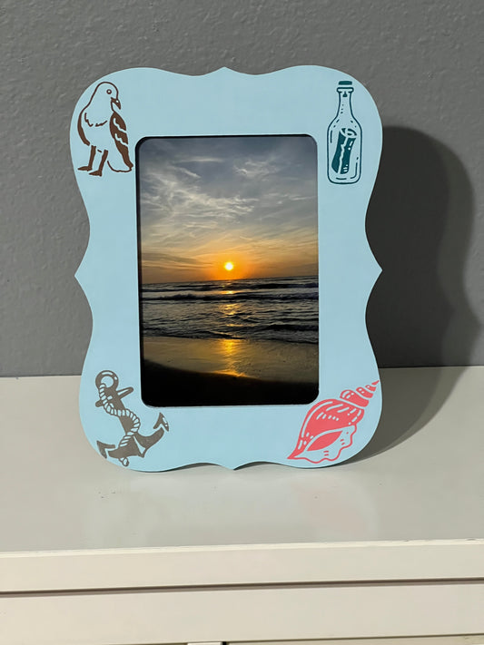 Sunset at Coquino Beach Park in Beach Themed Picture Frame