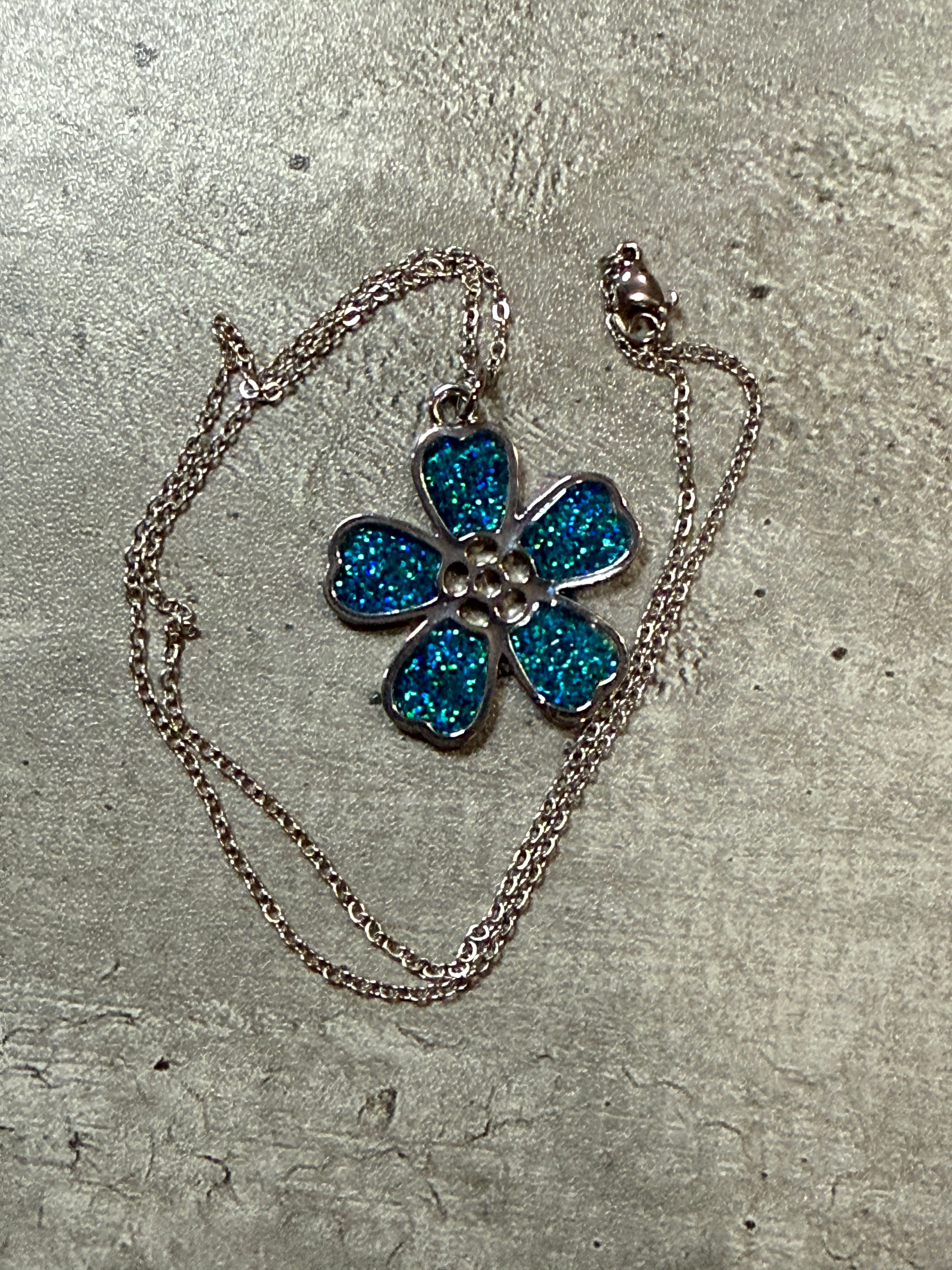 Sakura Bloom Pendant Necklace - Teal series