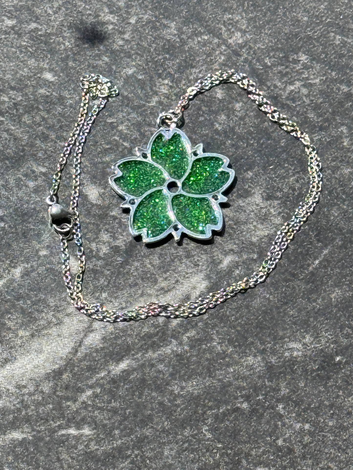Sakura Bloom Pendant Necklace - Emerald Series