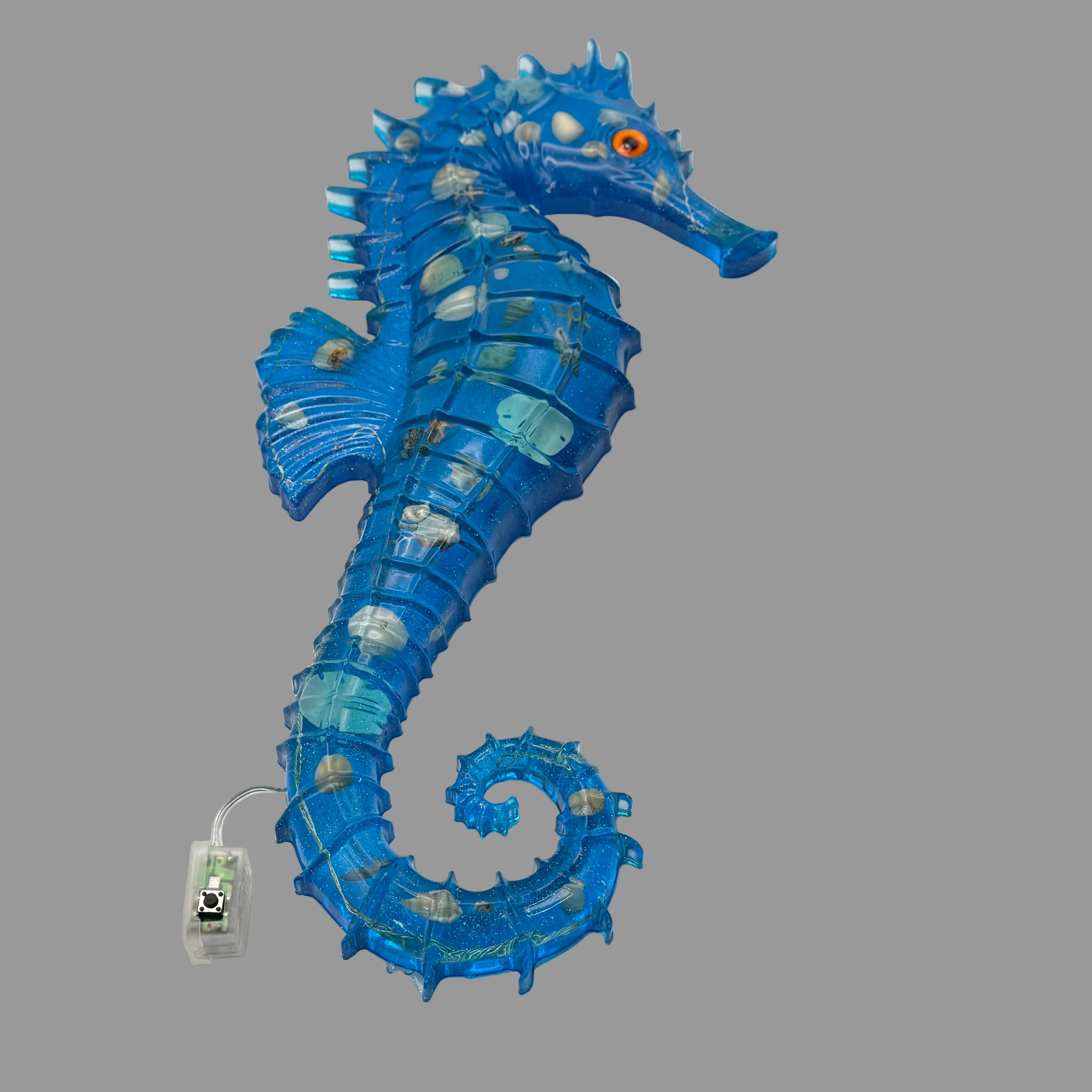 Resin Seahorse Wall Art - Coastal w/ Lights