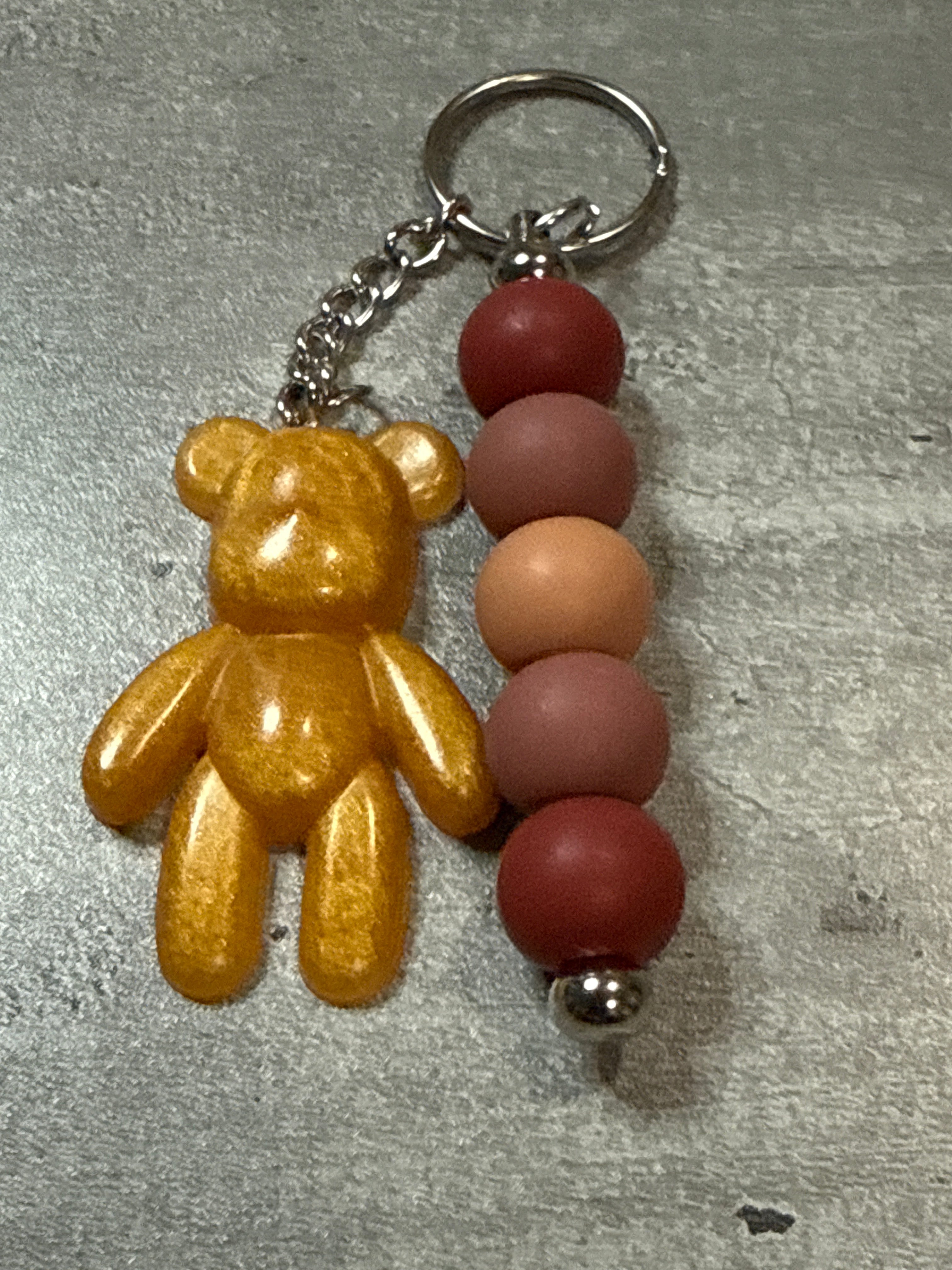 Glitter Bear Beaded Keychain
