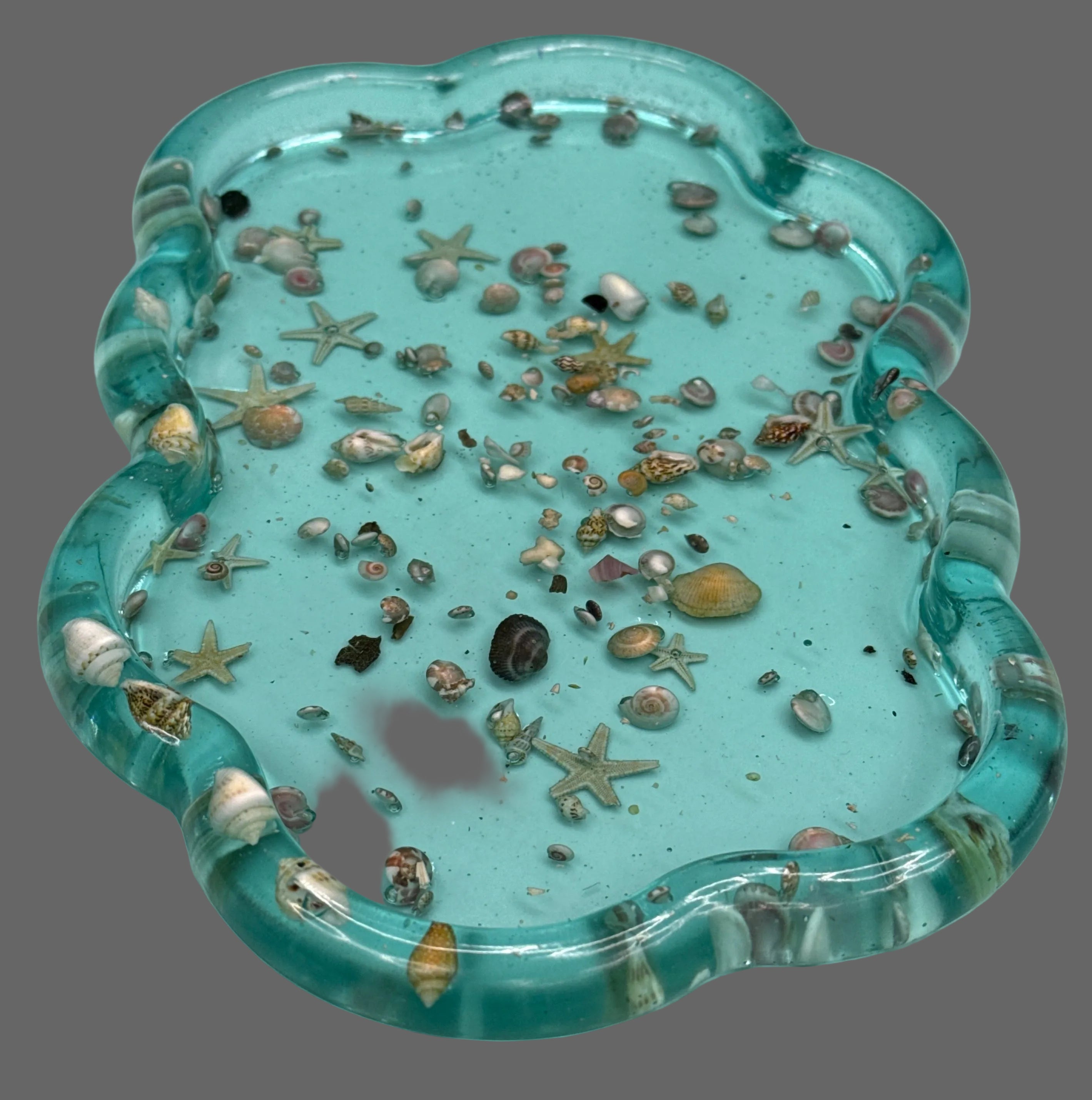 Cloud Shaped Trinket Tray w/ Sea Shells