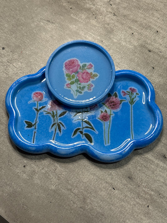 Cloud Shaped Ceramic Tray and Coaster