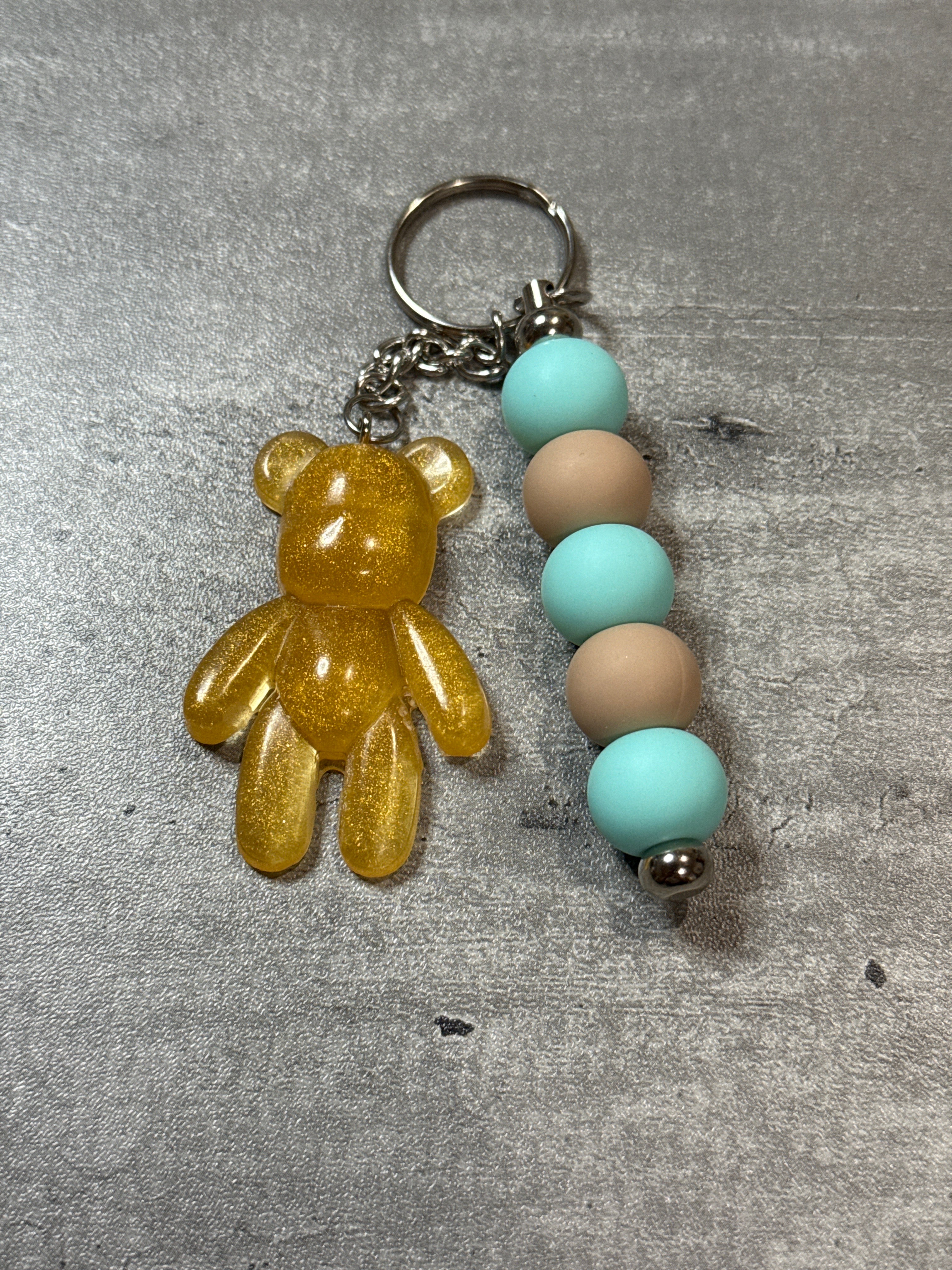 Glitter Bear Beaded Keychain