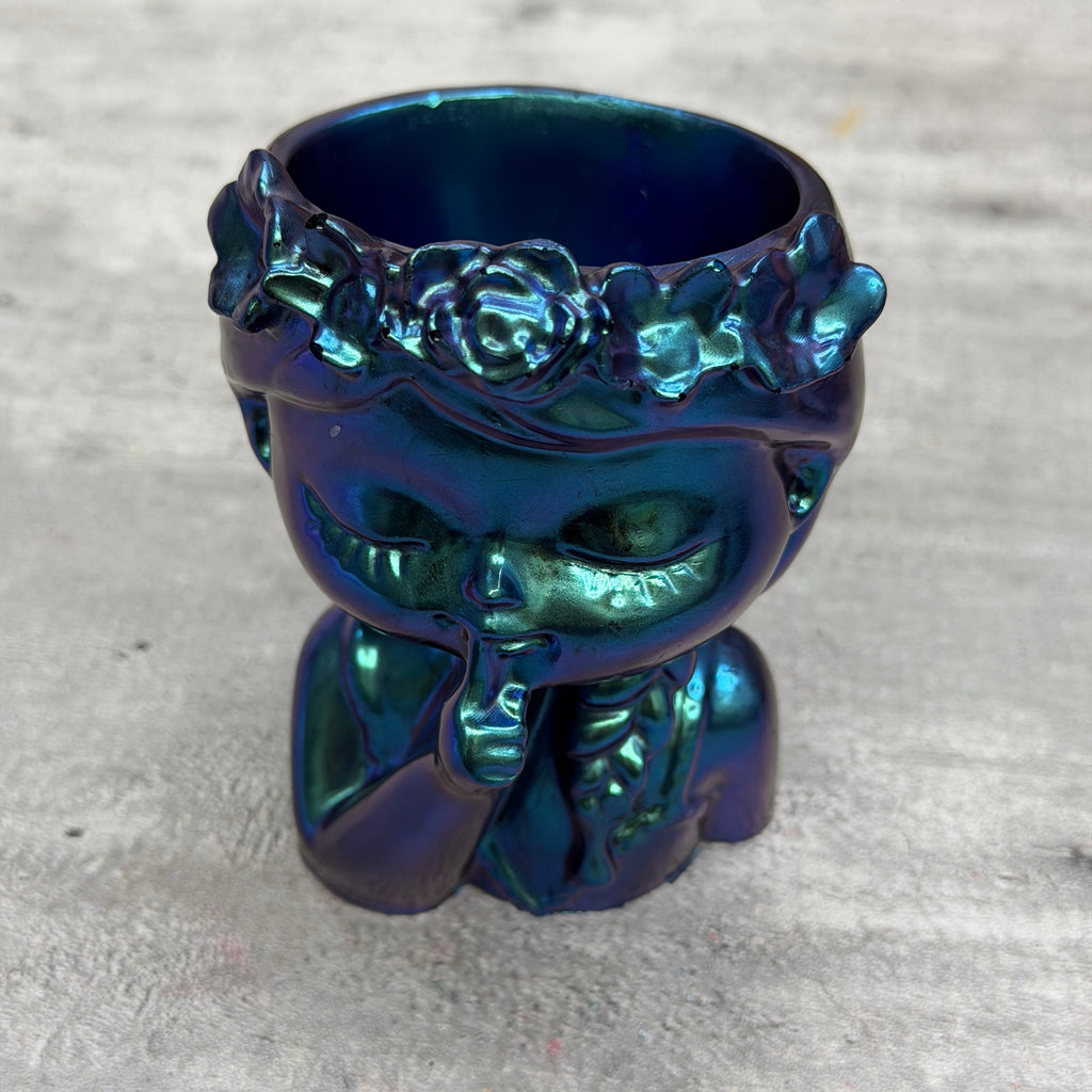 Dreamy Girl Flower Crown Planter - Chameleon Resin Face Pot | Mermaid Succulent Pot
Product