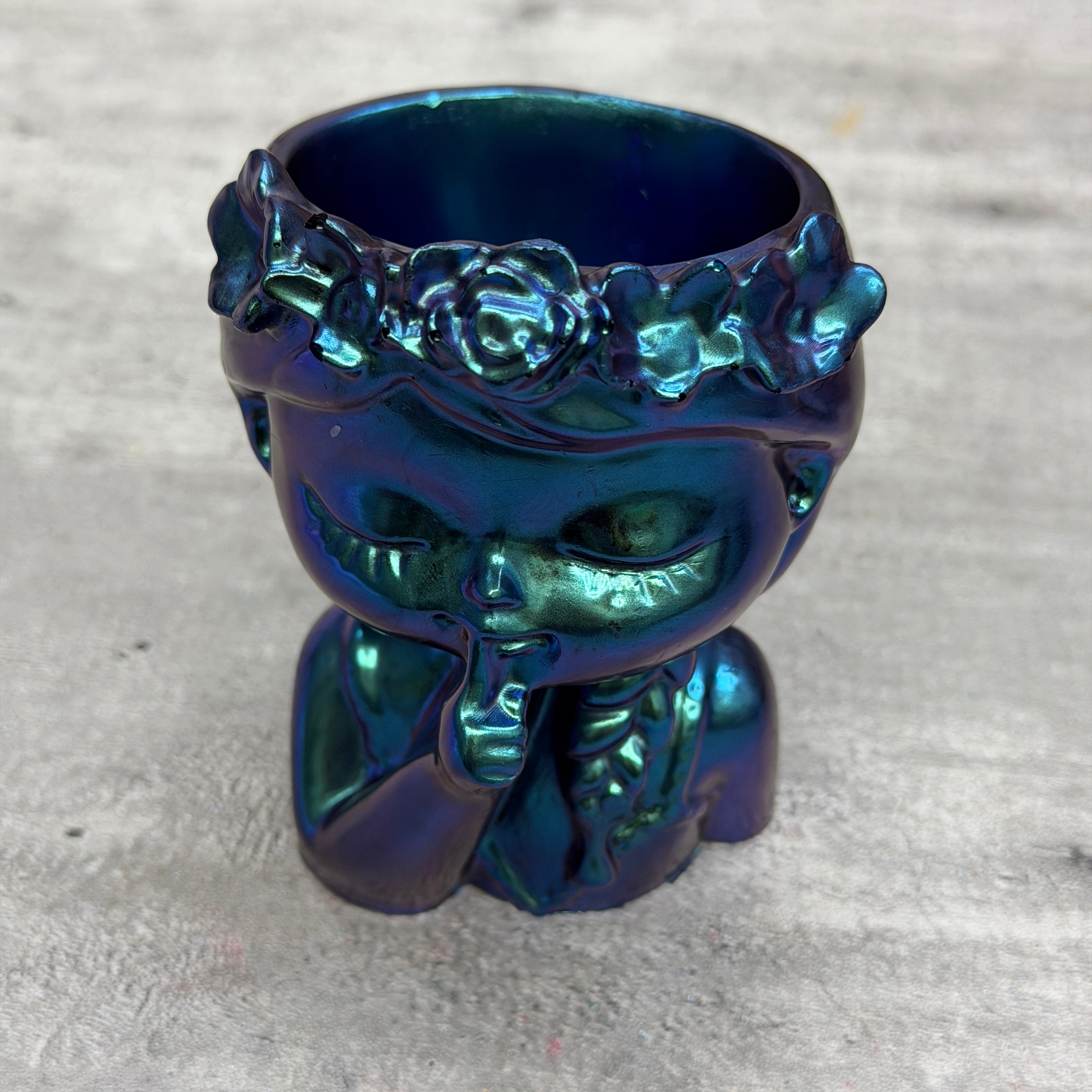 Dreamy Girl Flower Crown Planter - Chameleon Resin Face Pot | Mermaid Succulent Pot
Product